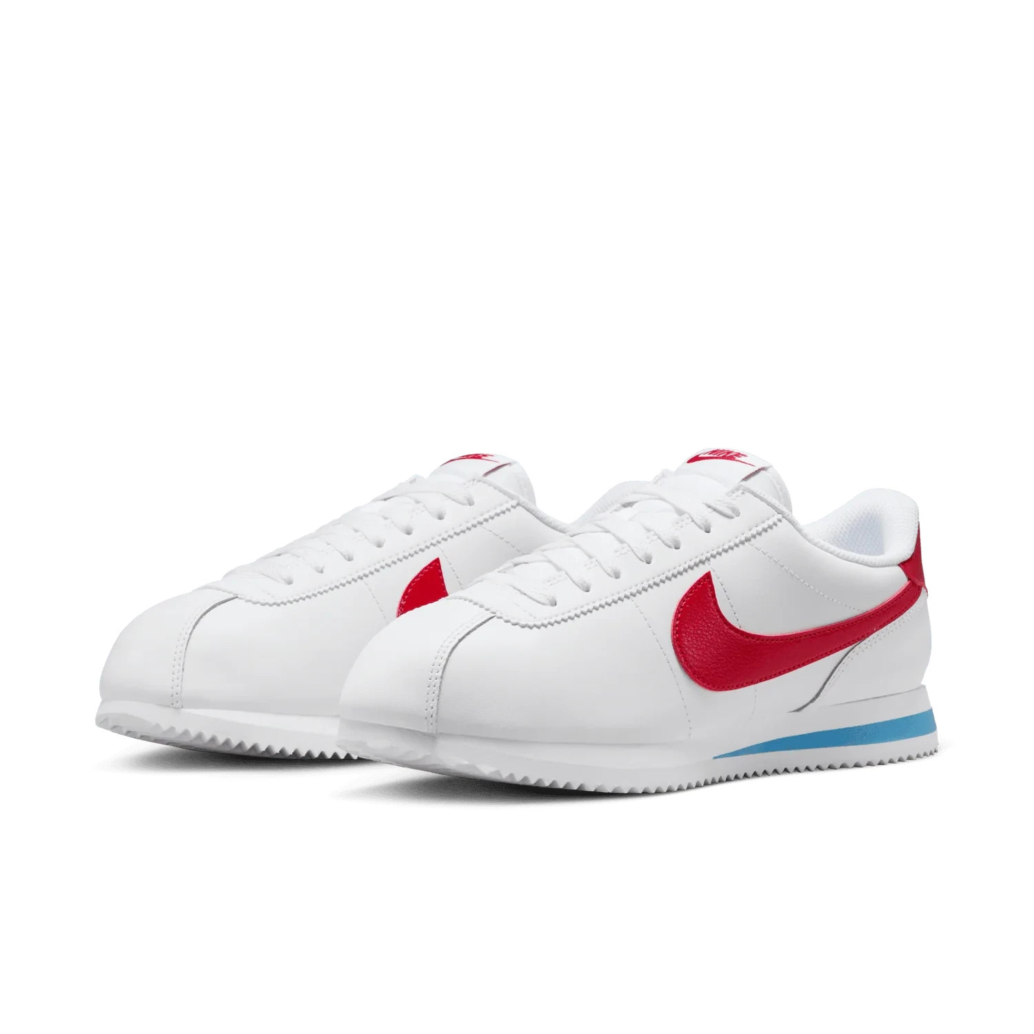 Women Size 6 – Nike Cortez Shoes (White/Varsity Blue/Varsity Red) ((NO LID))