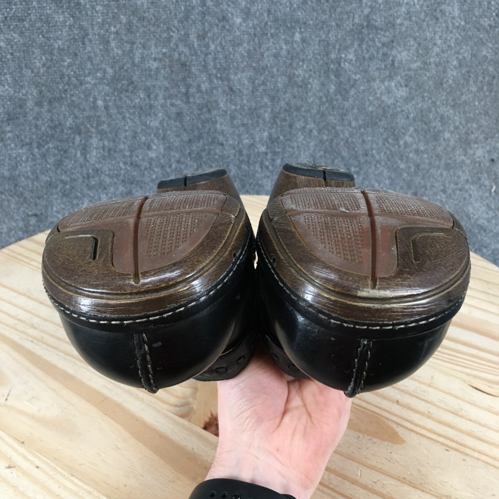 Clarks Unstructured Shoes Womens 7 M Slip On Wedge Mule Clogs Black Leather NEW
