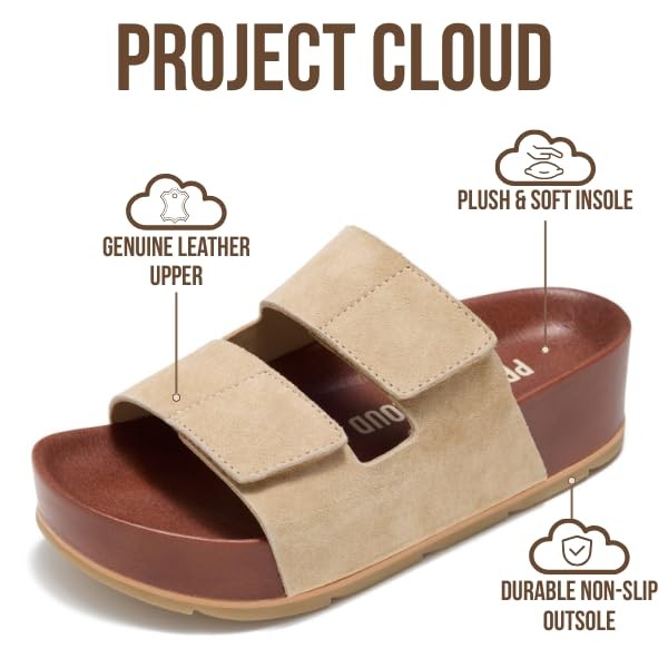 Project Cloud 100% Genuine Leather Platform Sandals Women Footwear-Beach…