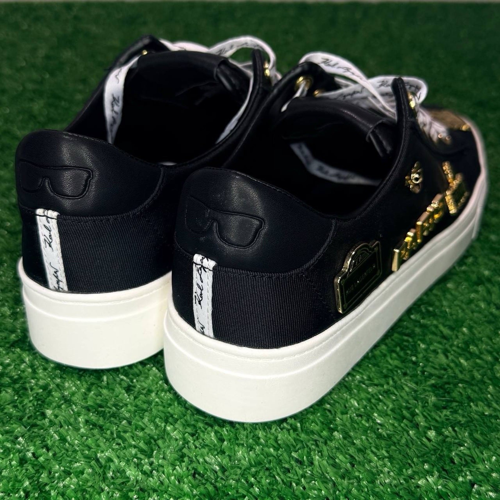 🔥 Karl Lagerfeld Cate Rue Pins Women’s Sneakers Size 8 Black Stylish Trendy