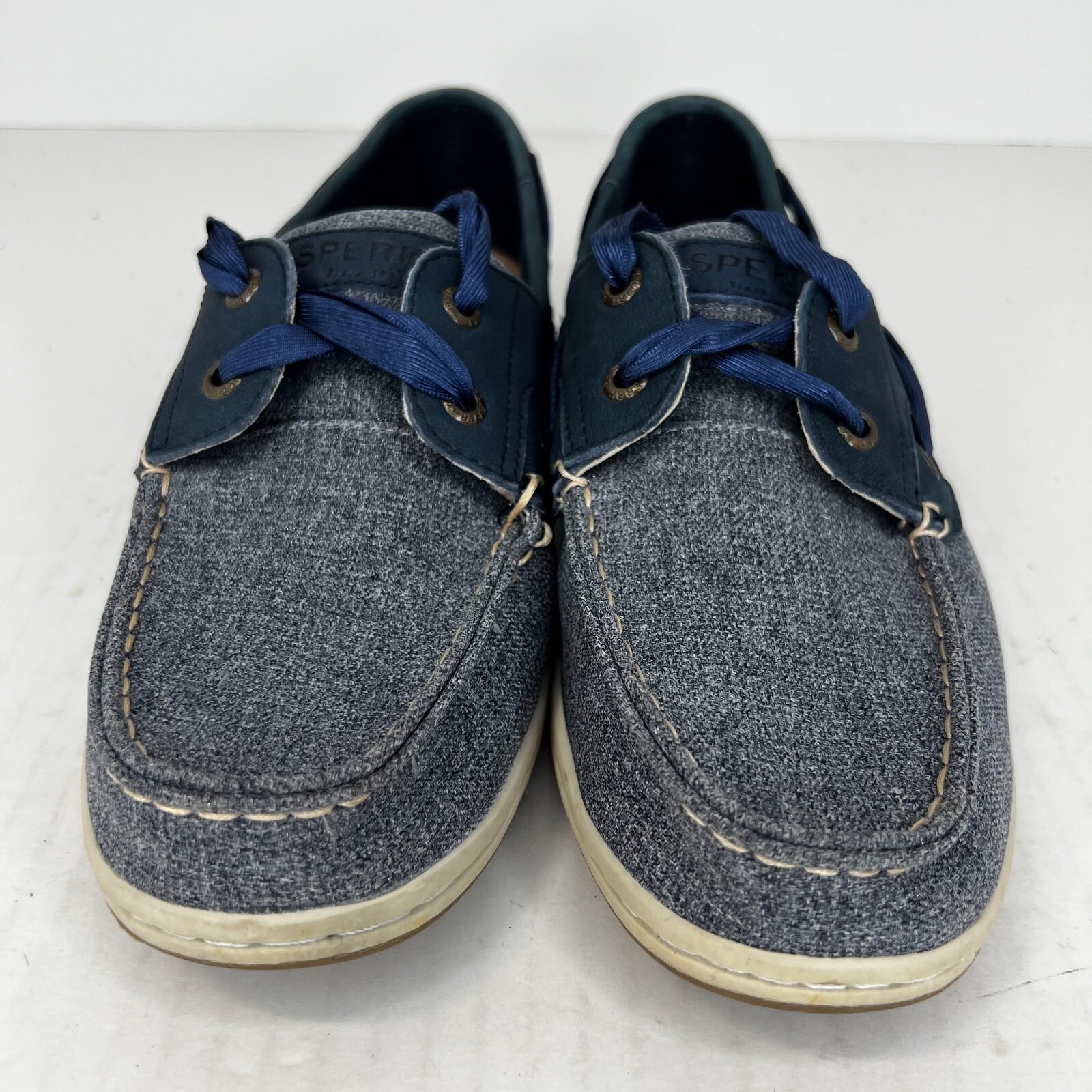 Sperry Womens STS84344 Blue Koifish Sparkle Chambray Slip On Size 8.5 Boat Shoes