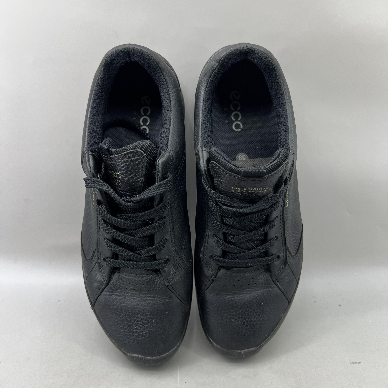 Ecco Golf Biom Hybrid Shoes Women Size 7 7.5 Black Leather Spikeless Sneakers