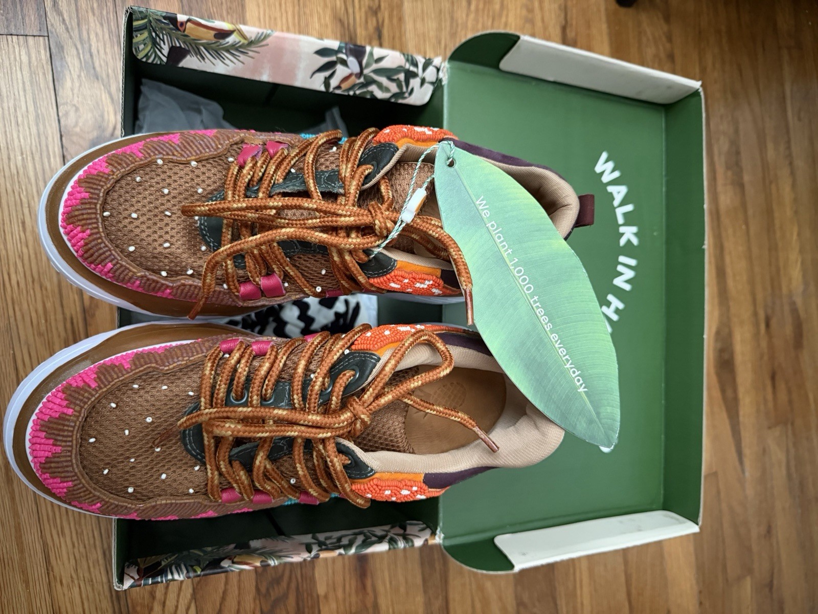 FARM Rio Summer Platform Sneakers Beige Jungle Panther Women’s Size 8 w/ Bag