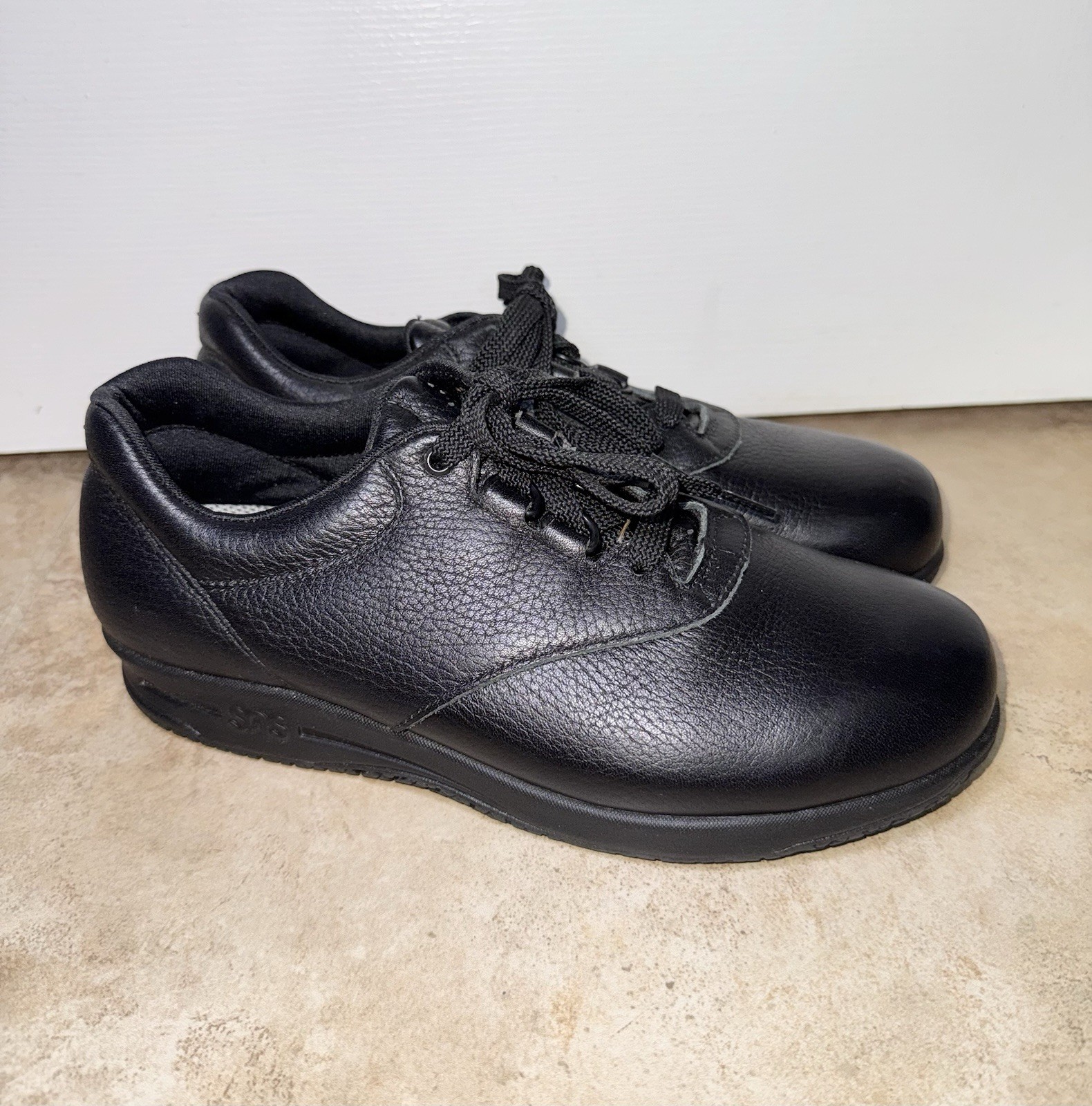 SAS Liberty Womens 6M Non Slip Shoes Black Leather Comfort Slip On EUC