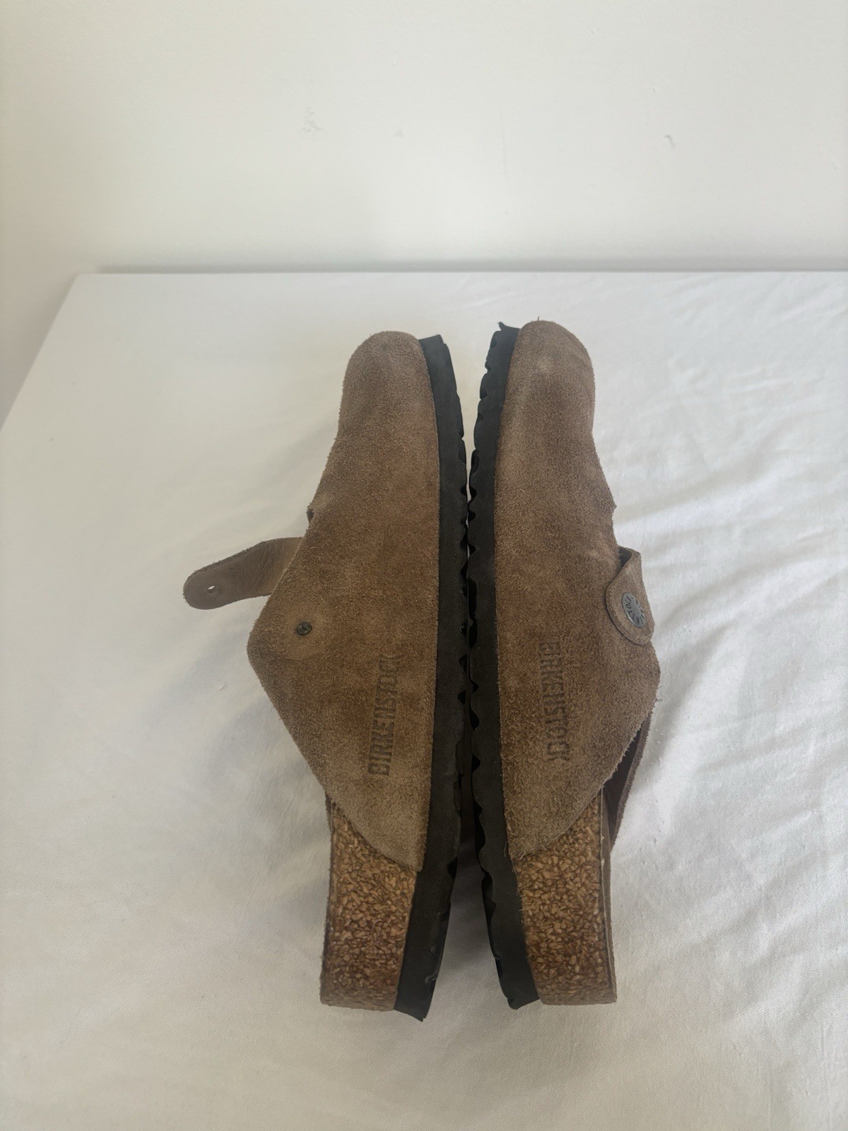 Birkenstock Boston Clogs Brown Suede Size 8 Eu39 Narrow Fit Soft Footbed