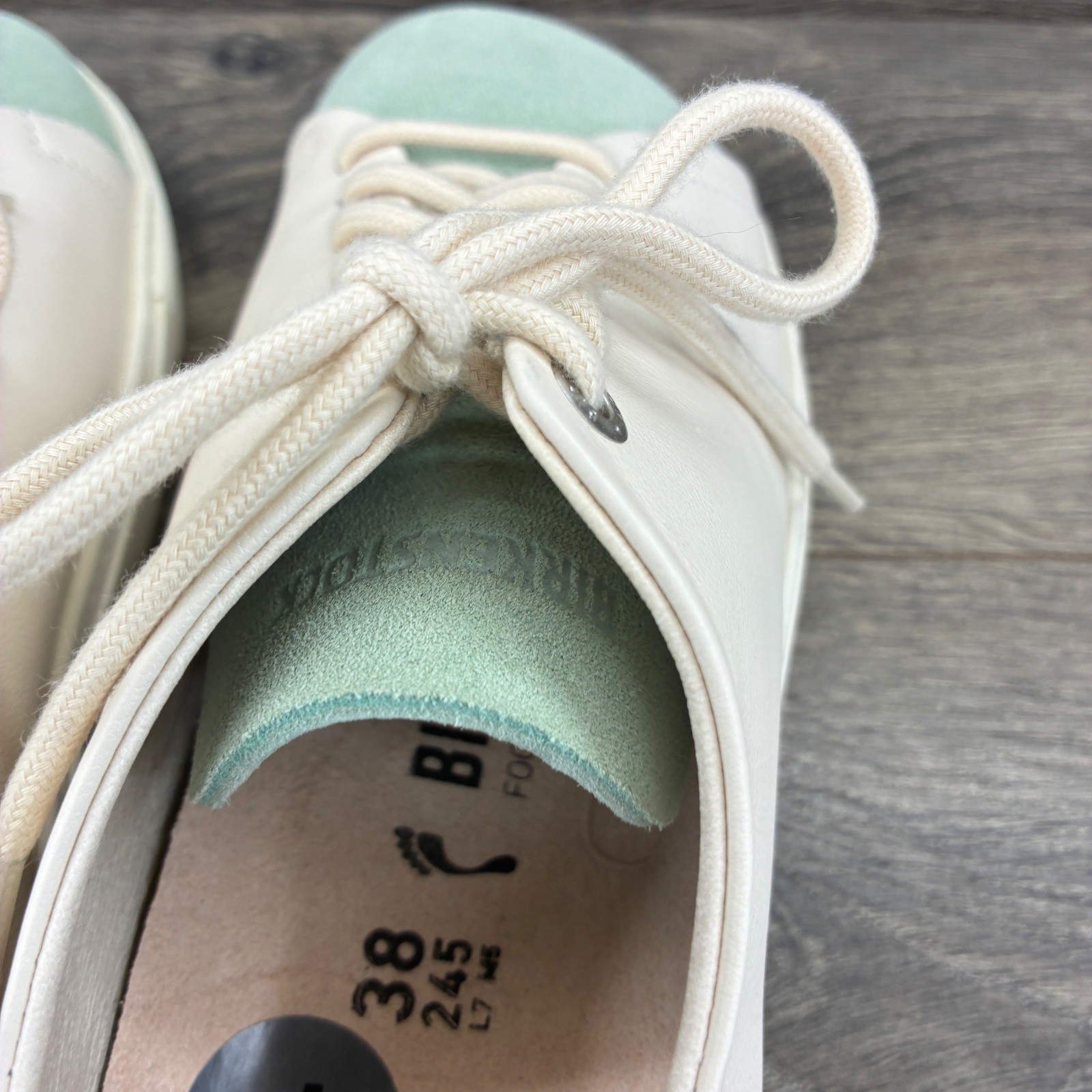 Birkenstock Bend Low Decon Pop Sneakers Women 38 Eggshell Mint Leather Suede
