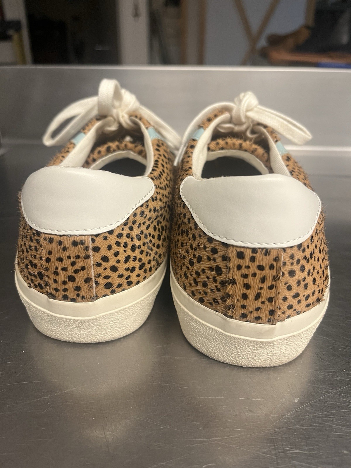 Madewell Sidewalk Spotted Calf Hair Low Top Sneakers Shoes Women 10 Brown Blue