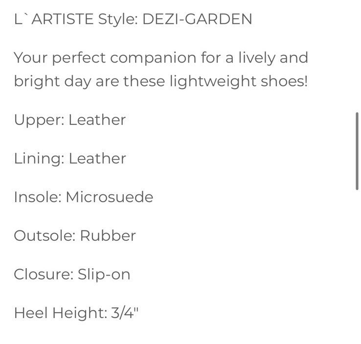 SIZE 7.5 – 8 L’ARTISTE DEZI-GARDEN SHOES WHITE MULTI