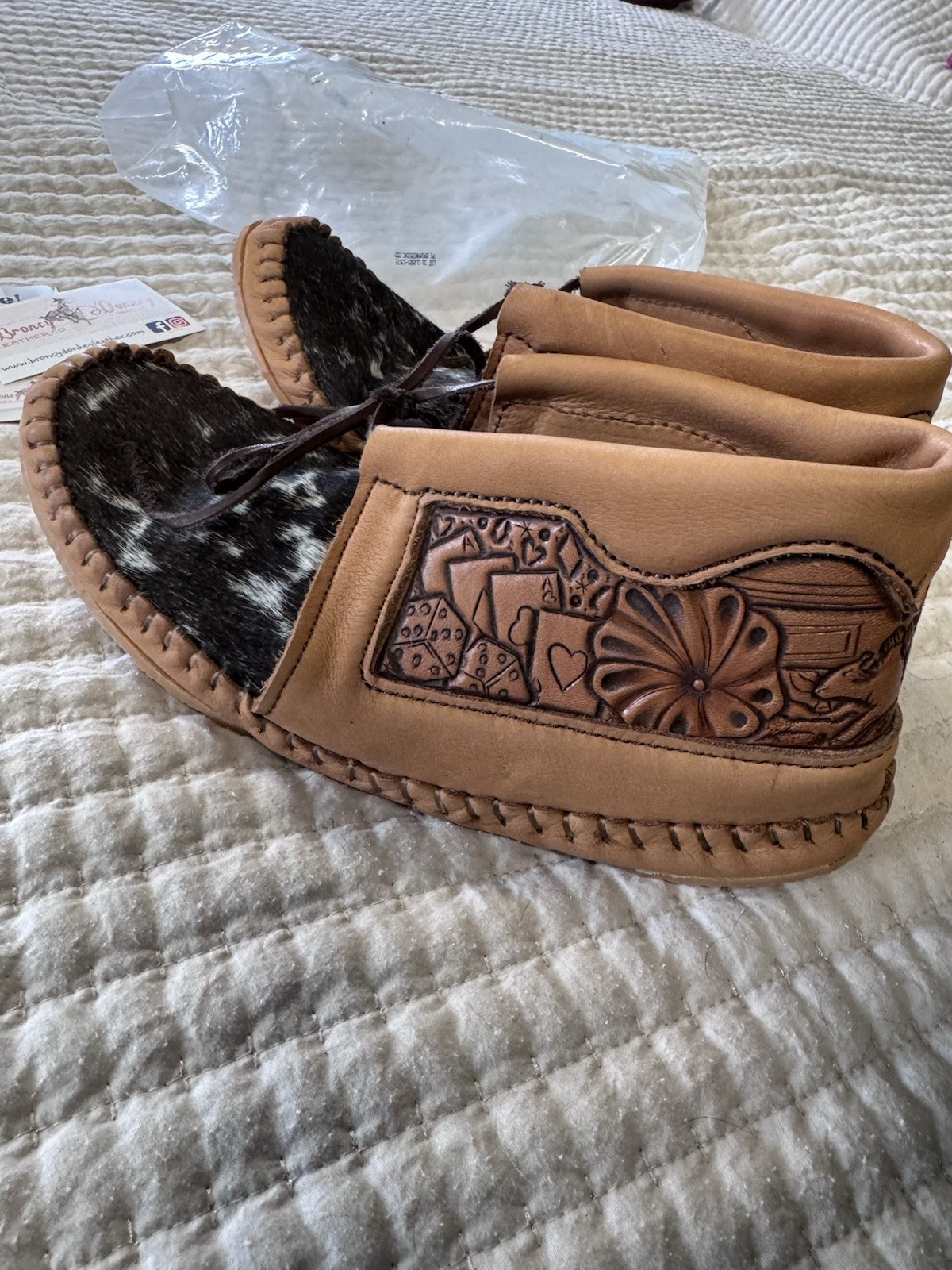 Broncy Donkey Leather Co. Vegas Moccasin Leather Comfort Western 10