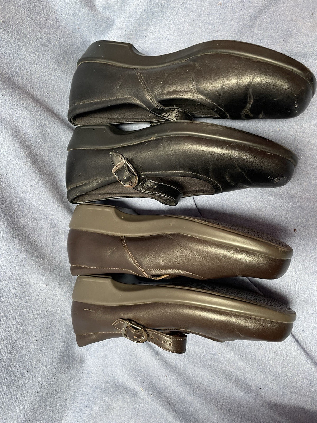 SAS Maria 2 Pair Brown And Black Leather Mary Jane Shoes Tripad Comfort 6.5 M