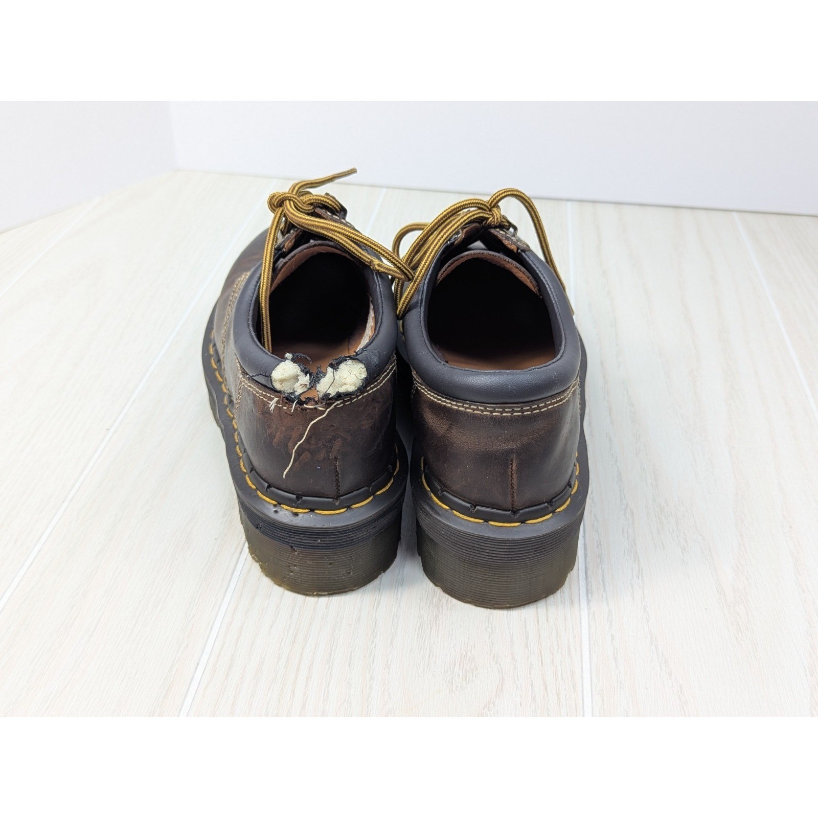 Pair w/ EATEN LEFT SHOE Dr. Martens Quad Arc Women 9 Brown Crazy Horse Platform