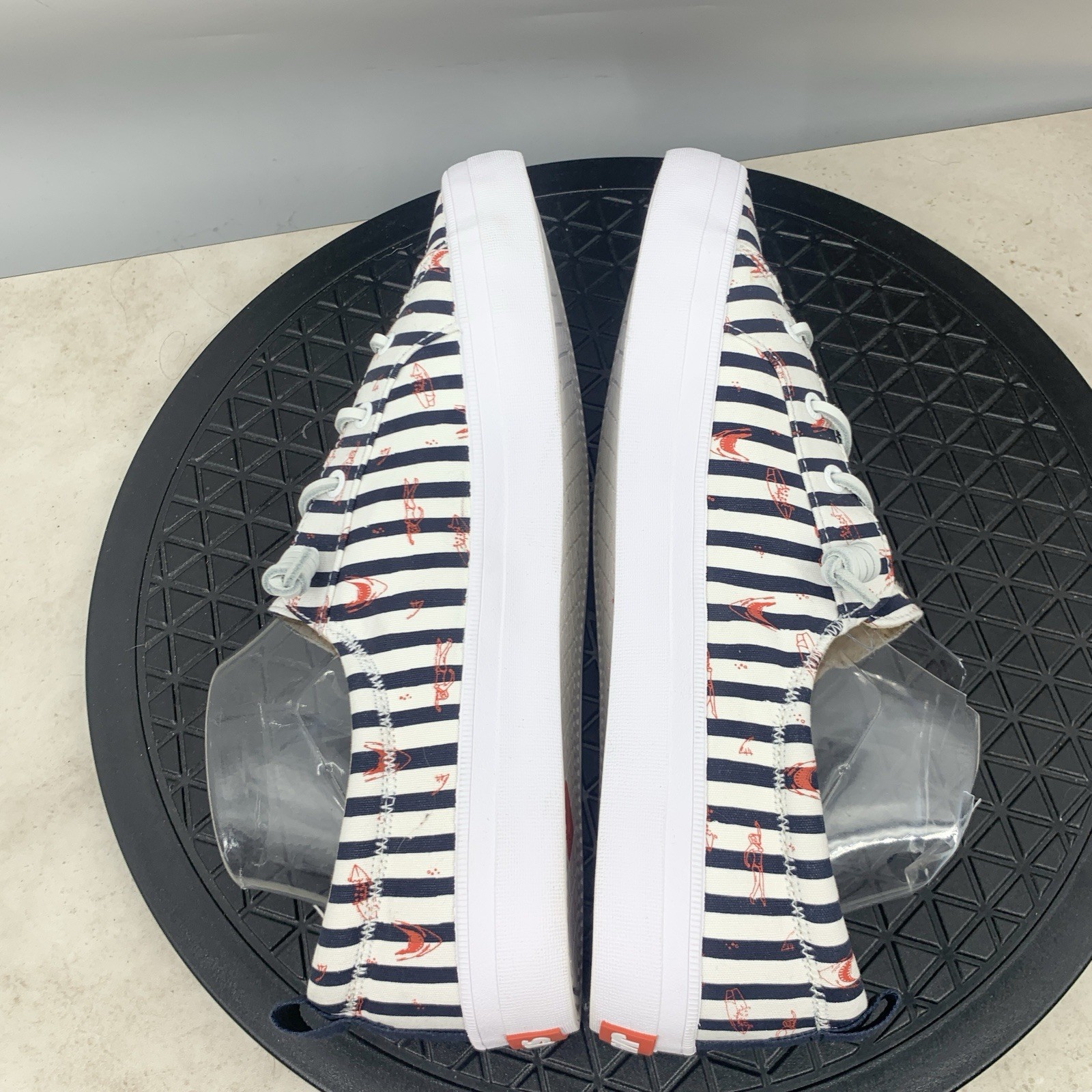 Sperry x Jaws Sneakers Women Size 12 Shoes Blue White Striped Printed Boat