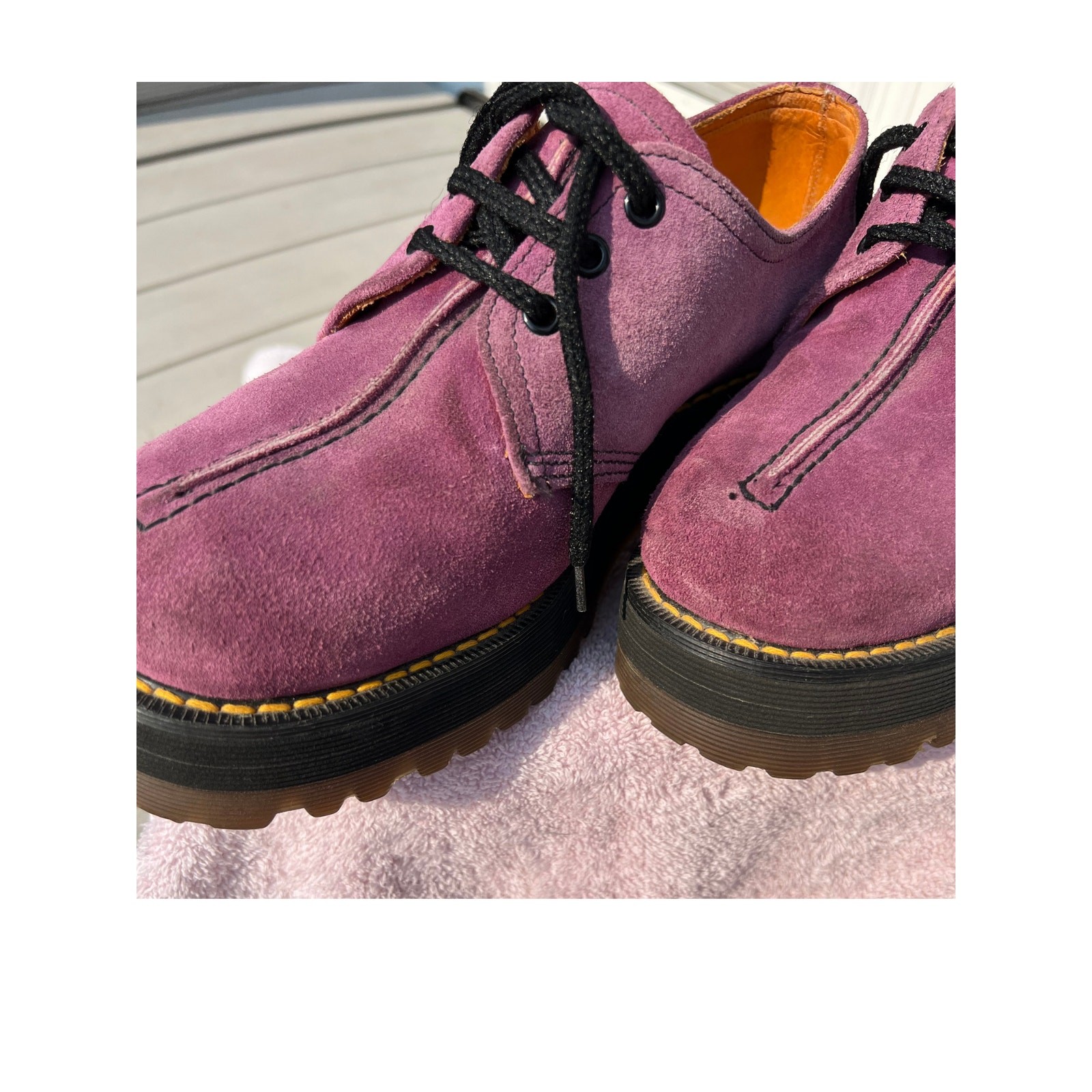 Rare Vintage 90s Dr Martens 8380 Purple Suede 3-Eye Oxford Shoes Made in England