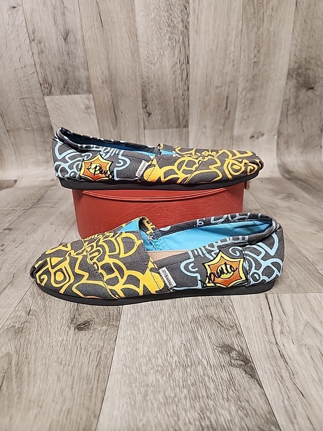 Joy & Mario Canvas Espadrille Slip-On Flats Shoes Women’s Size 8W Yellow Blue