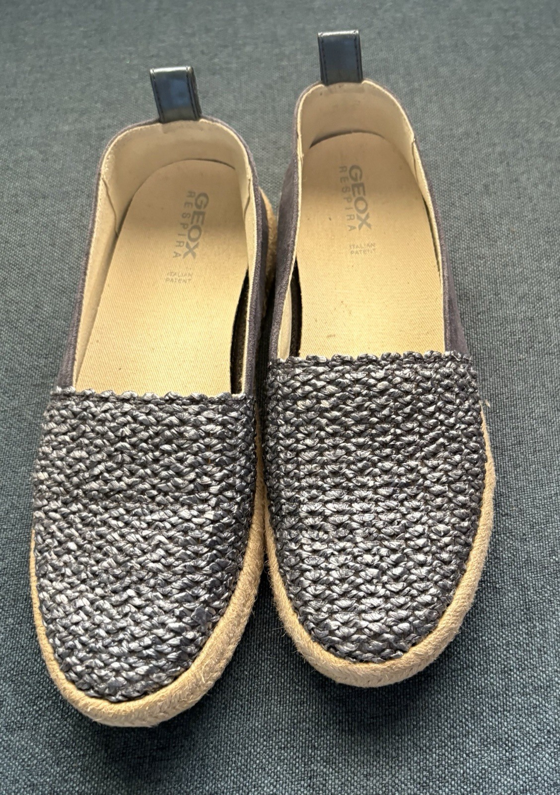 NEW Geox Modesty Blue Suede Textile Espadrille Flats, Size 6, MSRP $150