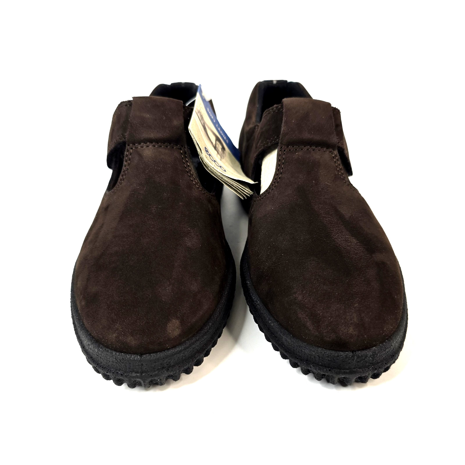 NWT ECCO Soft Women Size US 6-6.5 Brown Suede Mary Jane Hook Loop Comfort Shoes