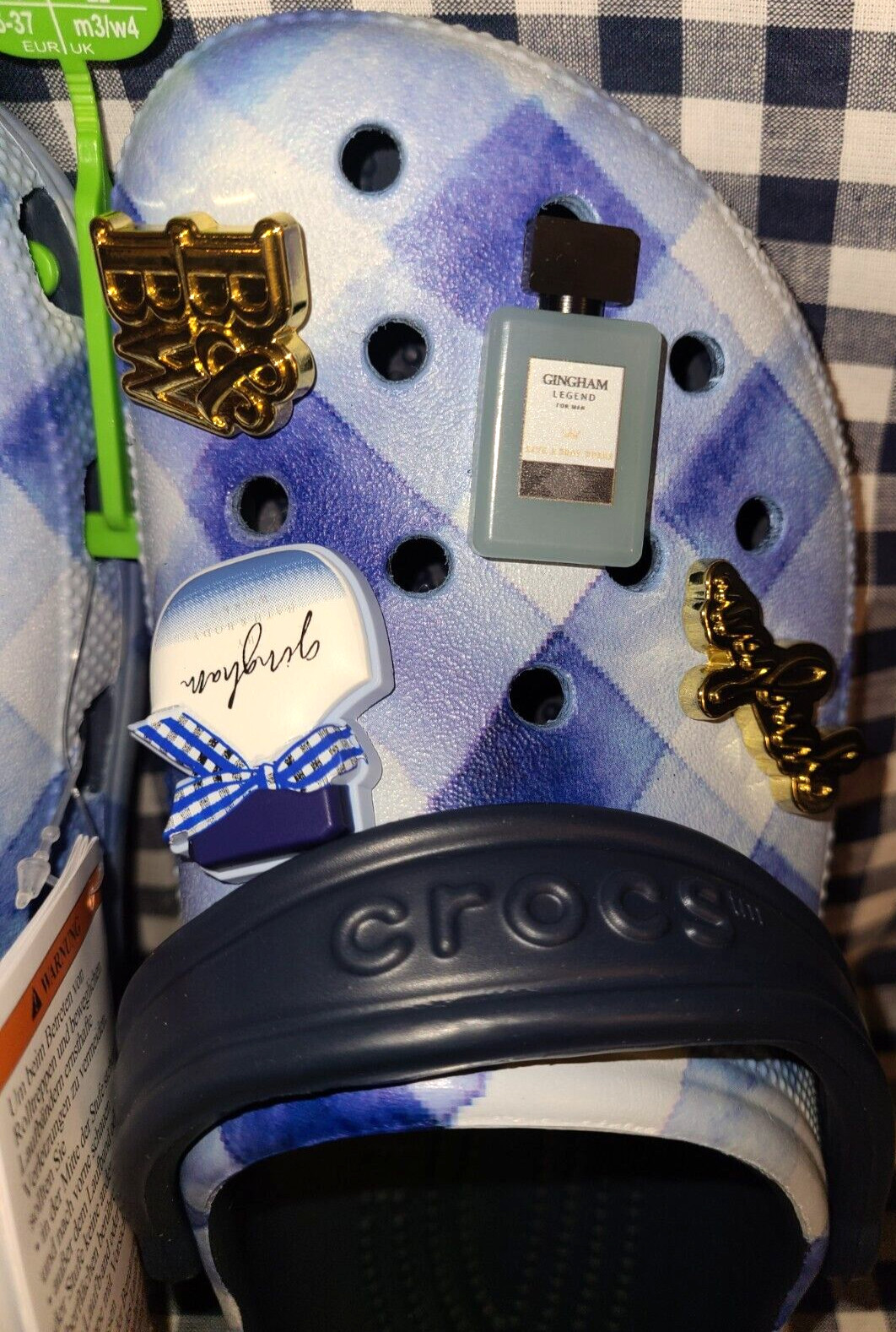 Gingham CROCS LTD ED SCENTED JIBBITZ m4/w6 Bath & Body Works