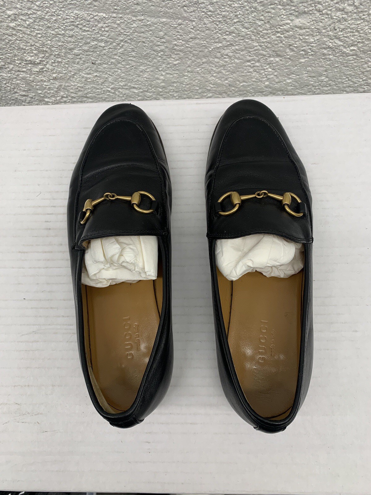 Gucci GG Horsebit Loafers Shoes Jordaan Leather Black Sz 6 US 36 EU BB22