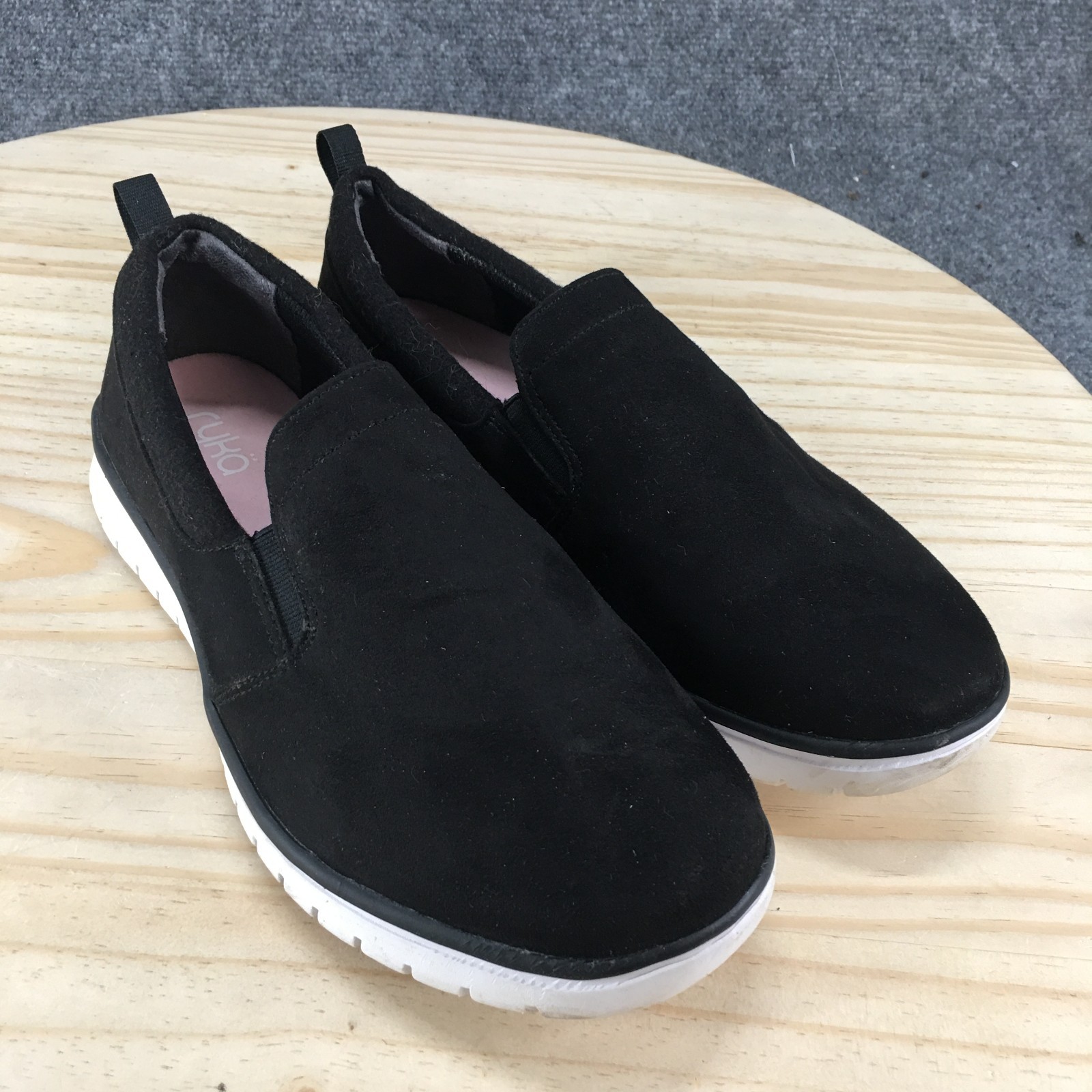 Ryka Shoes Womens 9.5 Wide Loafer Black Fabric Slip On Casual Round Toe Comfort