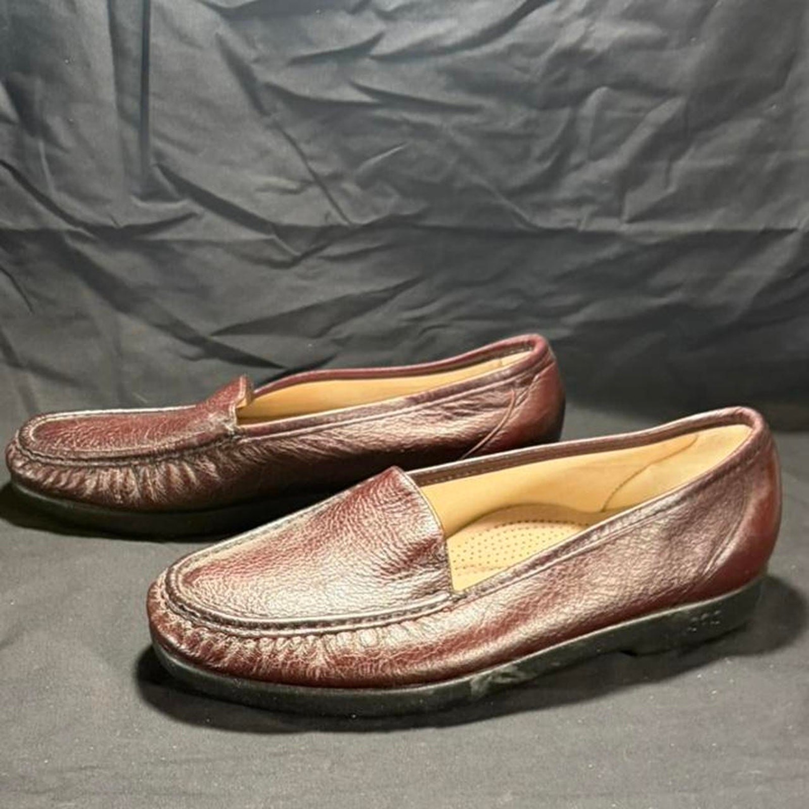 🚨 SAS Women’s Leather Brown Moccasin Loafers Comfort Shoes Size 10 W 👞