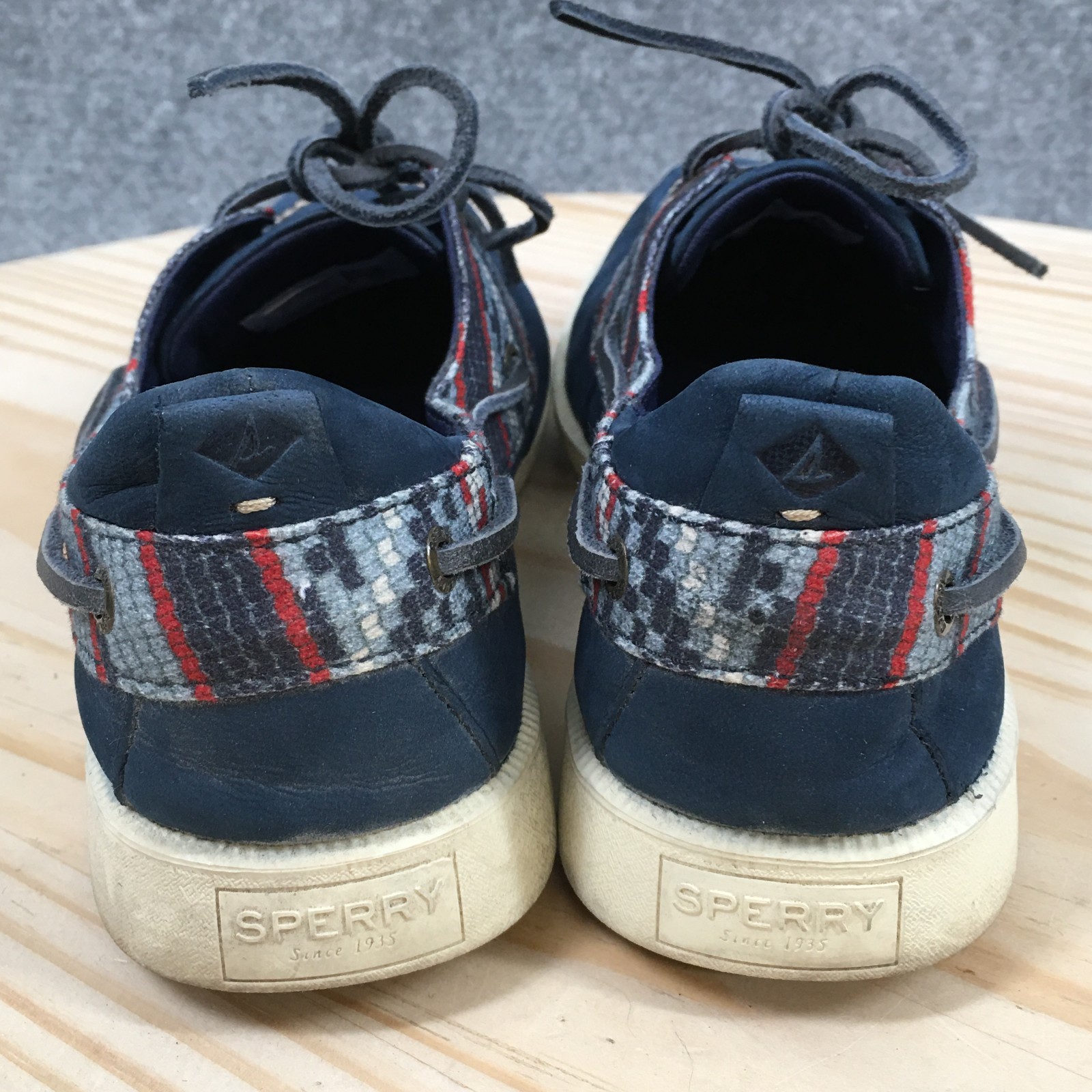 Sperry Boat Shoes Women 8 Blue Koifish Leather Suede Plaid Loafers STS82625