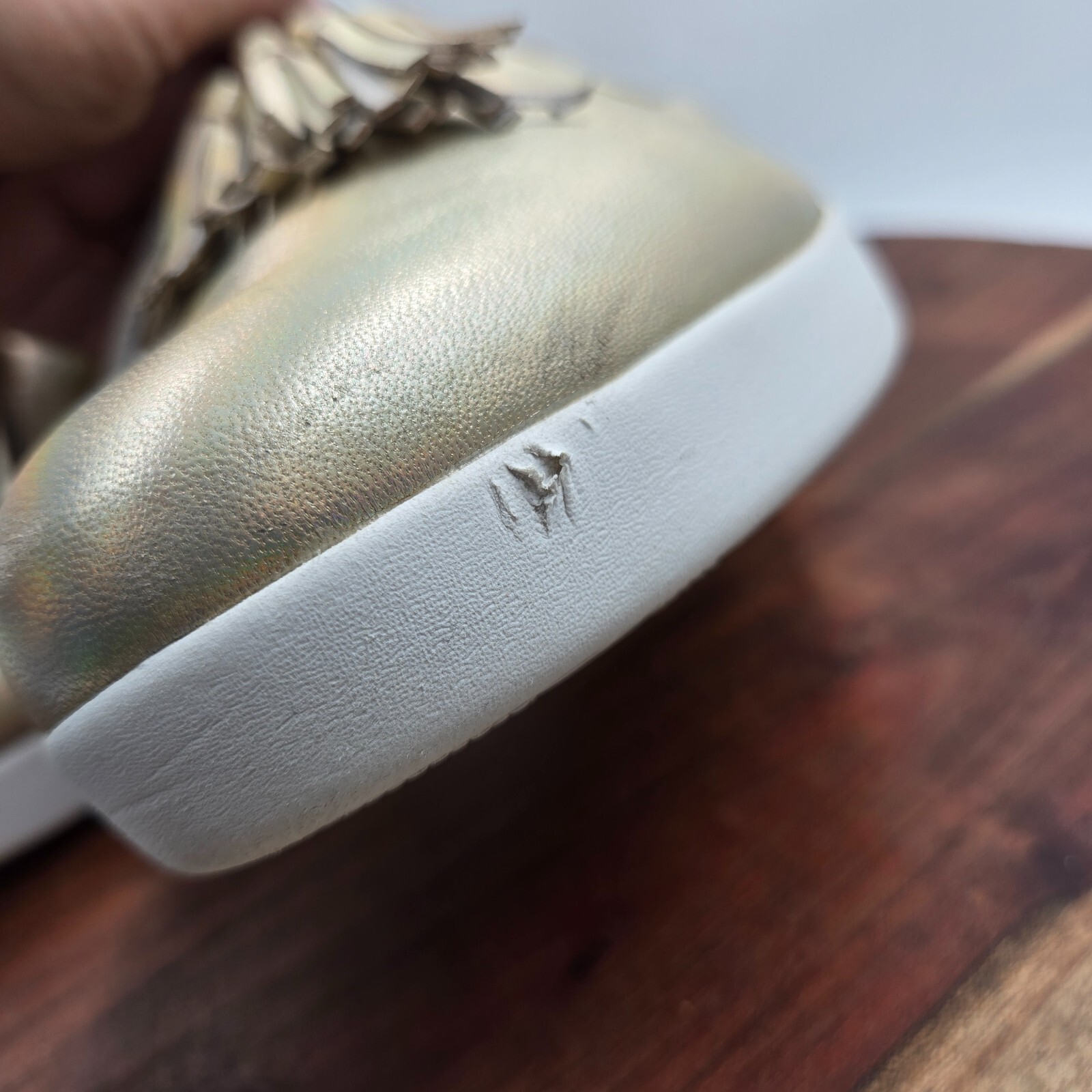 FitFlop Superskate Shoes Women’s 9 Gold White Leather D’orsay Loafers Tasseled