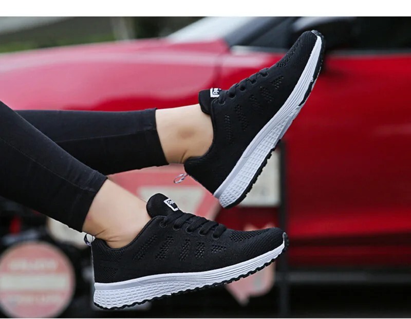 Women’s Fashion Sneakers Casual Walking Shoes Breathable Flats White Gym Style