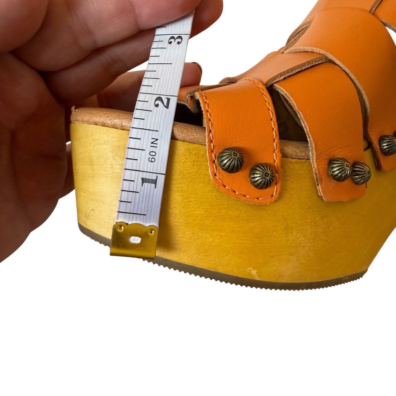 Dingo Women’s Dagwood Sandals Orange Leather 8M Clogs Platform Bohemian Festival