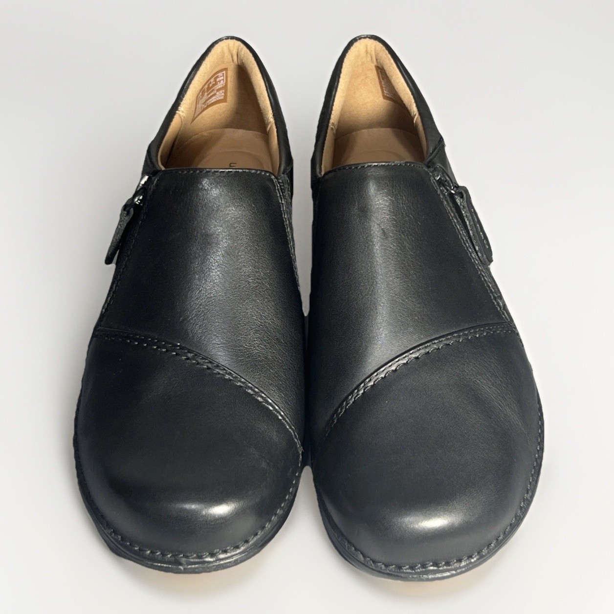 Clarks Unstructured Black Leather Women’s Shoes Loafers Size 7M
