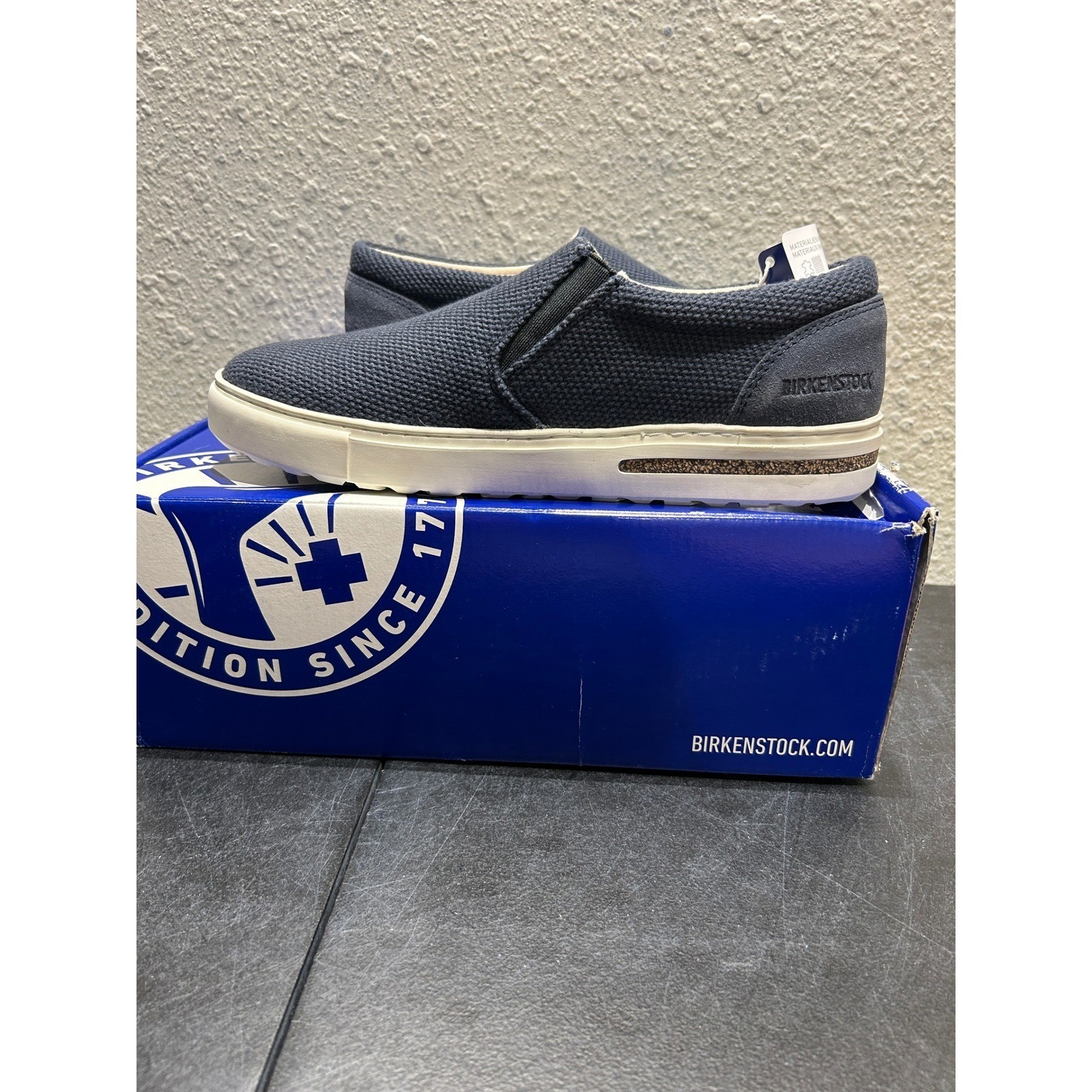 Birkenstock Oswego Slip On Shoes Womens 8 Midnight Blue Suede Textile New