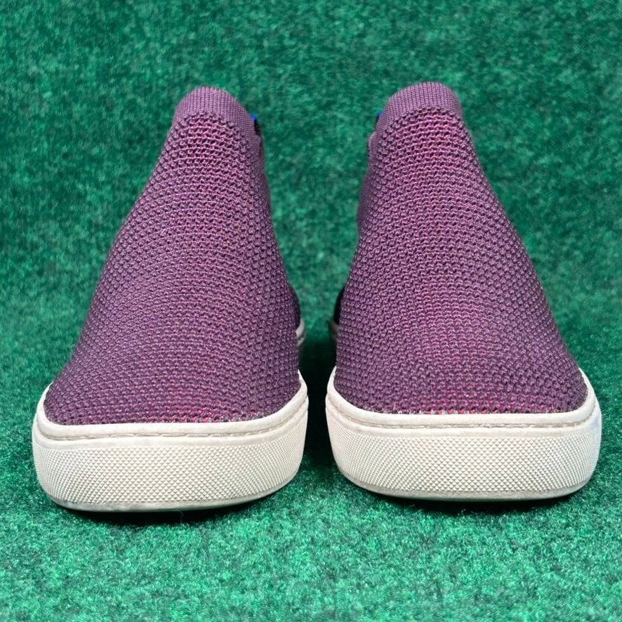 Rothys Sustainable Knit Chelsea Slip On Ankle Sneaker Womens 6.5 Plum White