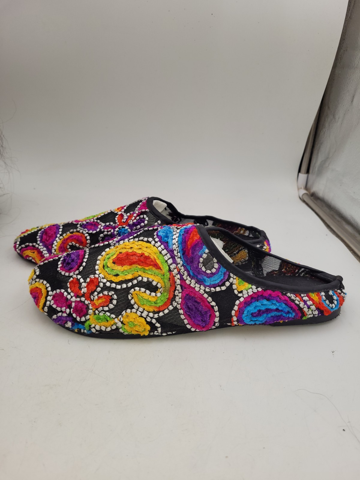 Boho Embroidered Floral Platform Slip On Shoes EU 42 US Women 11-11.5