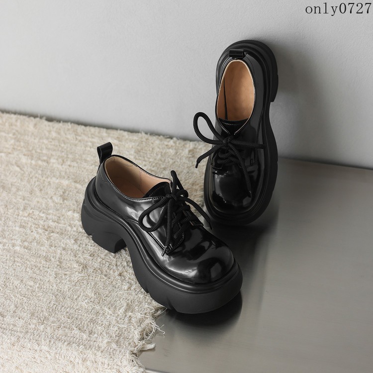 Women’s Platform Mid Heel Dorky Leather Creeper Lace Up Comfort Thick Sole Shoes