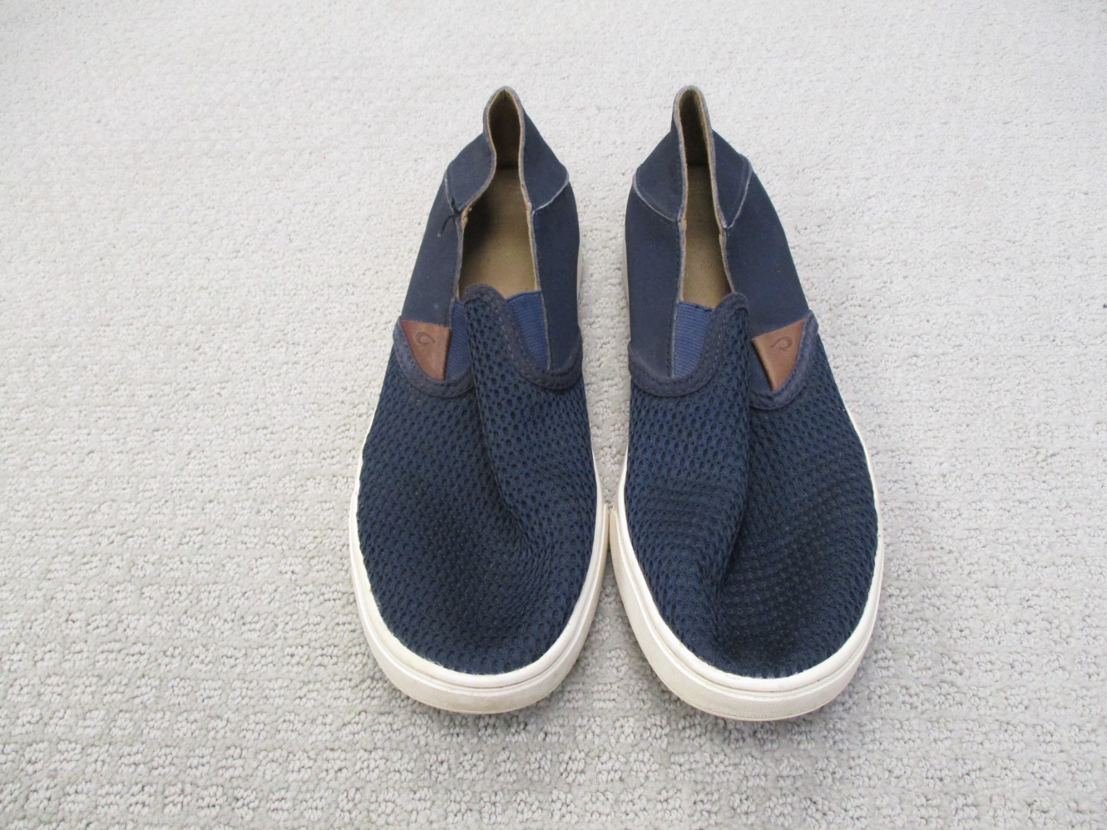 Olukai Pehuea Mesh Slip On Shoes Womens 10 Medium Navy Loafers Slide Drop Heel
