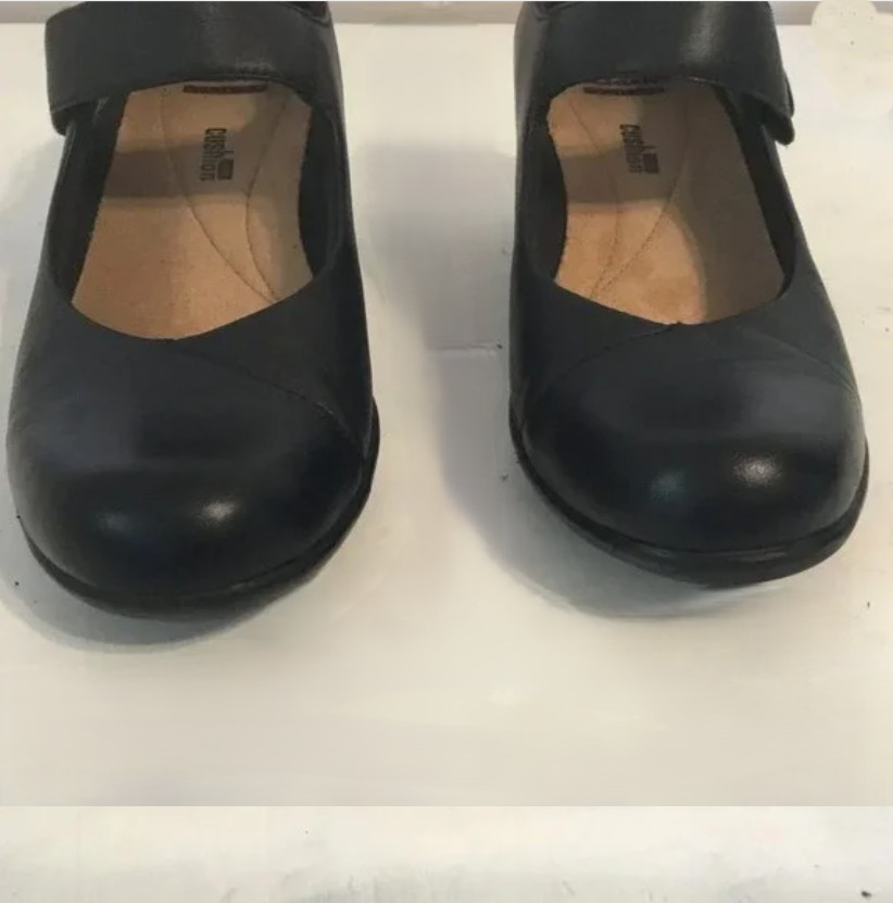 Clarks Hope Henley Black Leather Mary Jane 7.5 M Comfort Shoes Academia Work