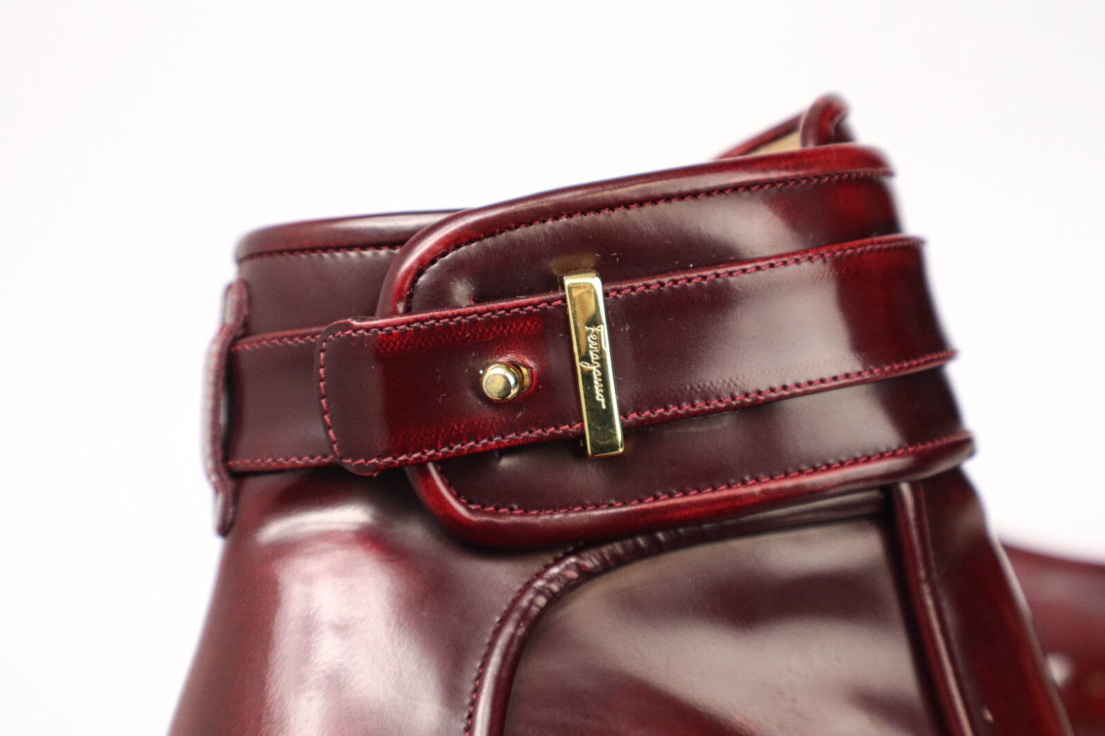 Salvatore Ferragamo Shoes Womens (UK) 4.5 Burgundy Leather Ankle High Heel