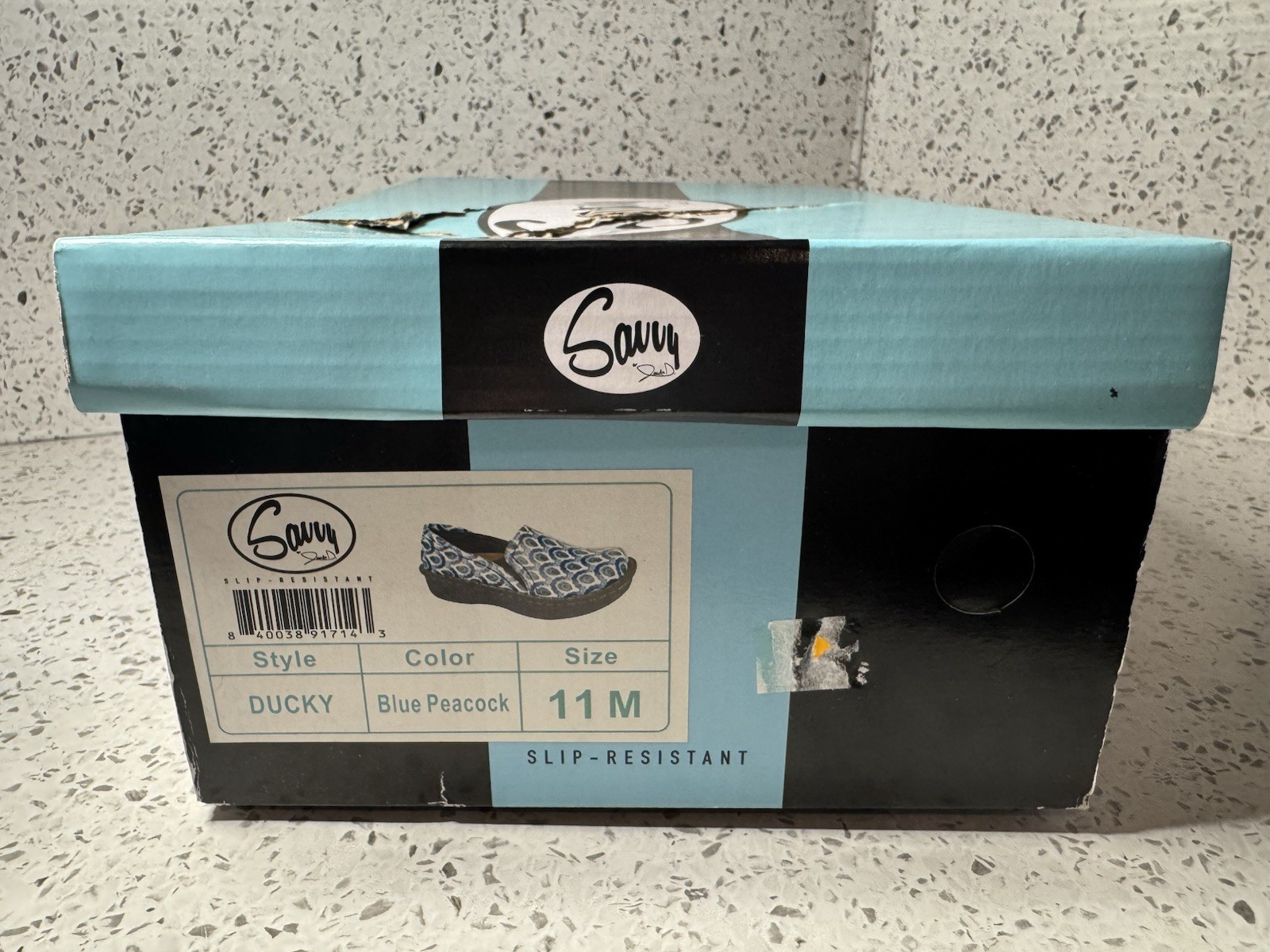 SAVVY Ducky Slip-On Slip Resistant Nursing Shoes Women Size 11 M Peacock