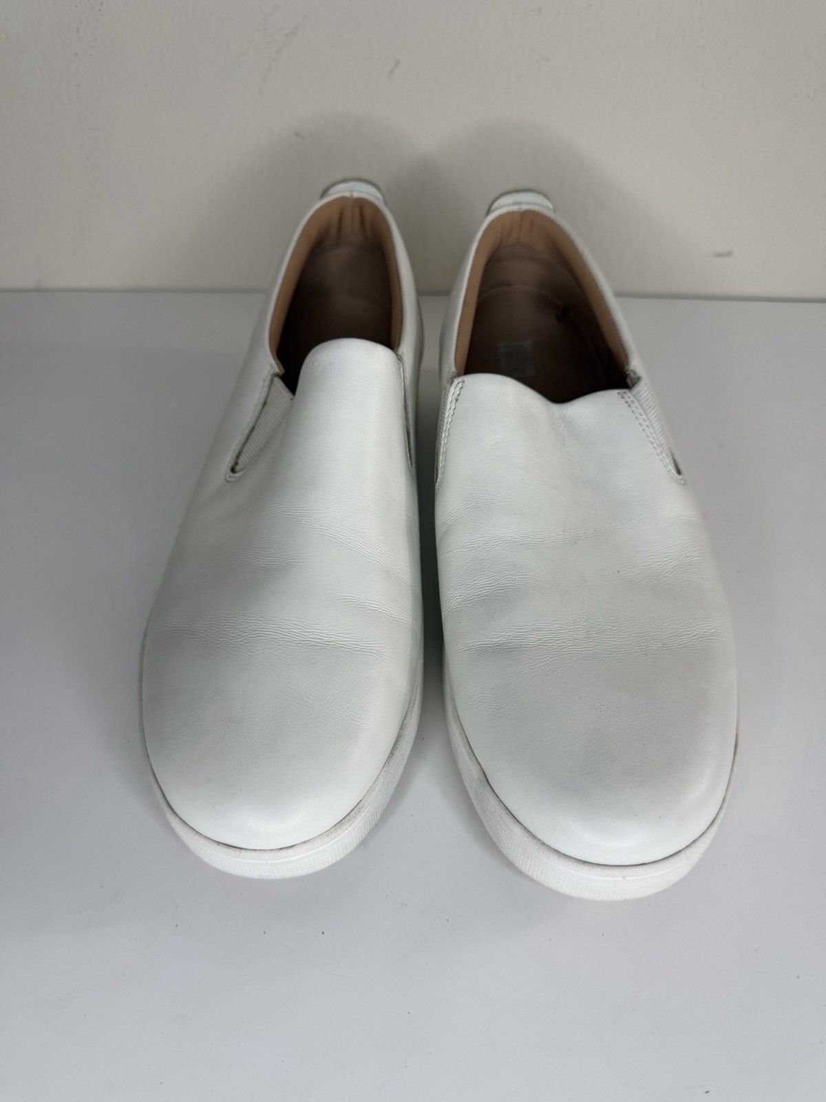 Fitflop Shoes Loafers White Leather Women Size 42 US 10 Comfort Walking Casual