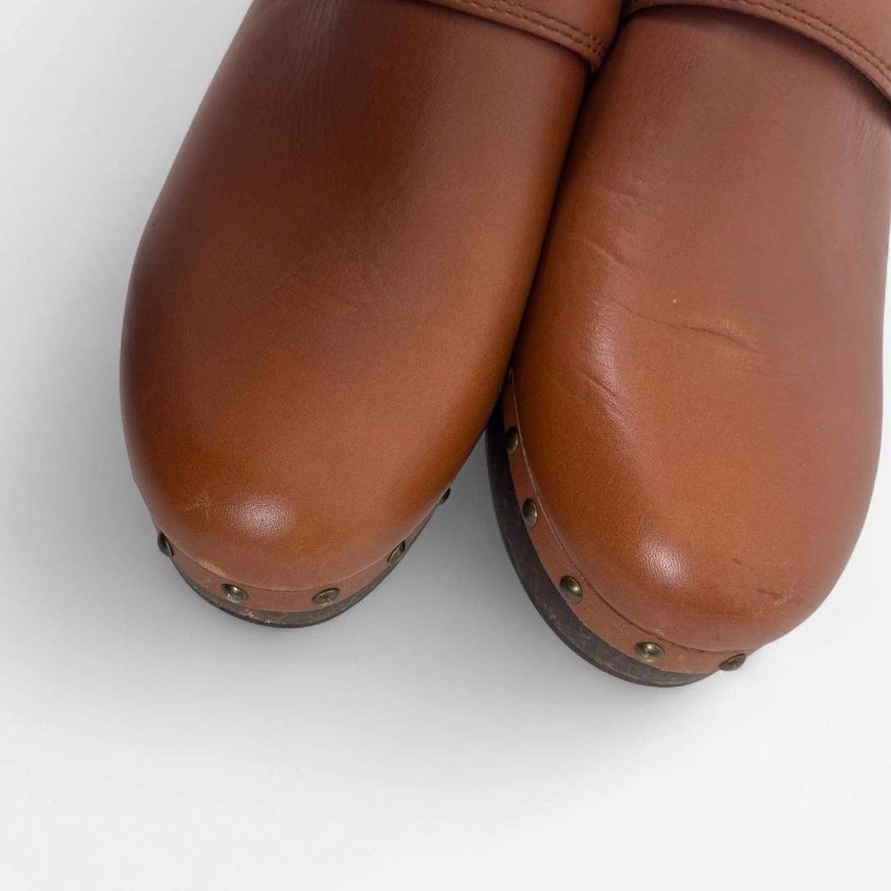 Madewell Womens Cecily Studded Clogs Brown Leather Slip On Mules Size 7.5