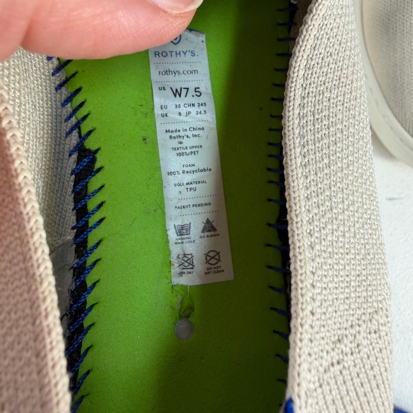 Rothy’s 7.5 Sneakers The Original Slip-On Sustainable Knit Washable Sand Beige