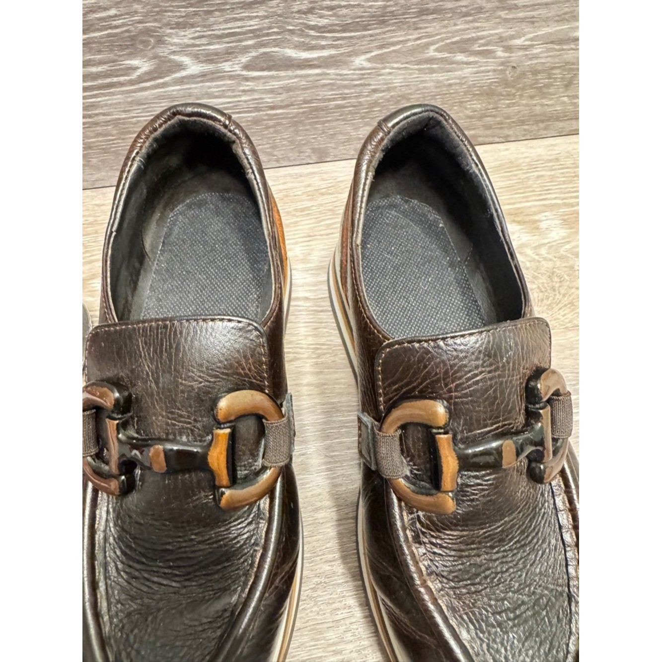 Softwaves Alina Cognac Leather Platform Loafers Sz 36.5 US 6.5