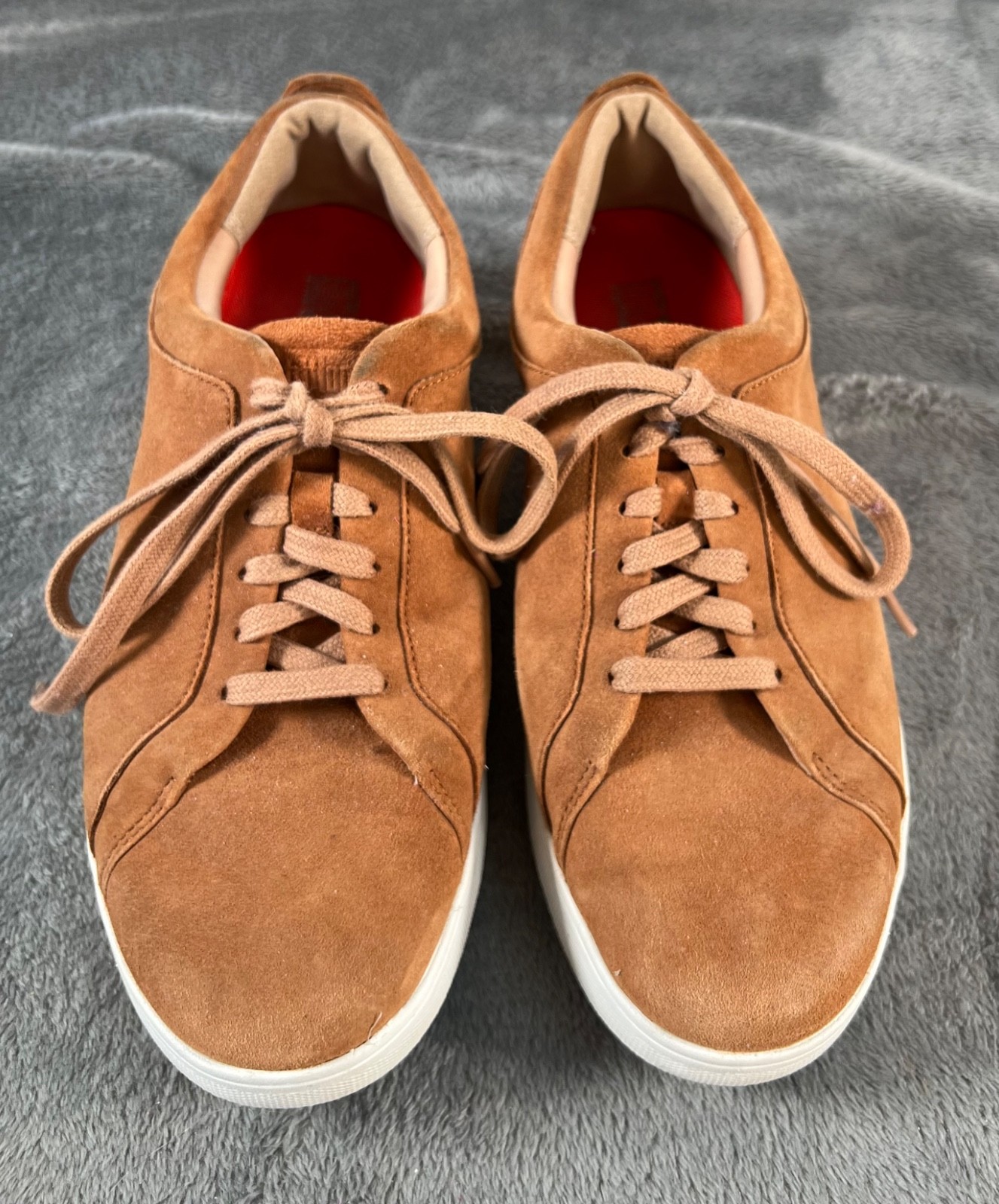 FitFlop Rally Womens Sneakers 8 Tan Brown Lace Up Low Top Casual Comfort Shoes