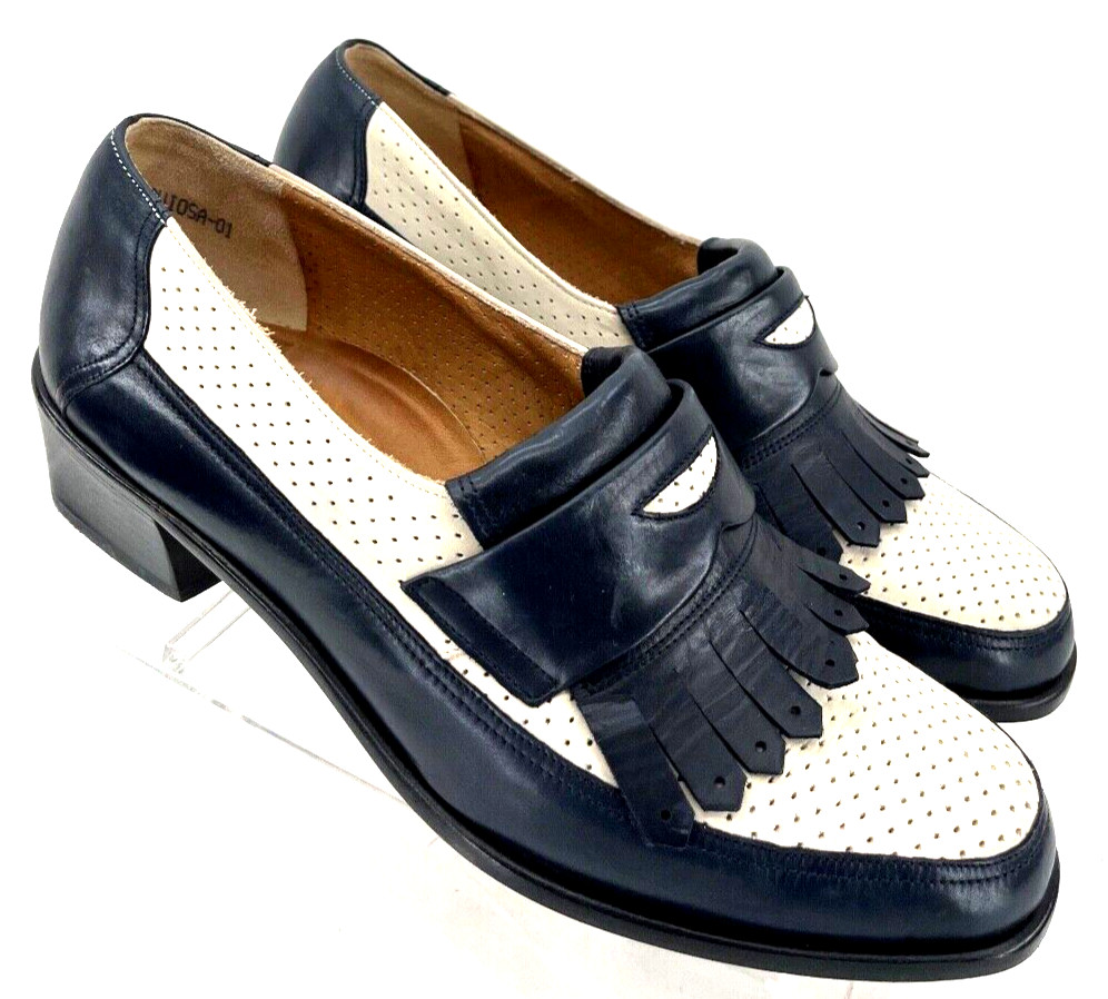 Bally Vasano Kiltie Perforated Black Heel Slip-On Loafer Shoes Women’s 4.5 E