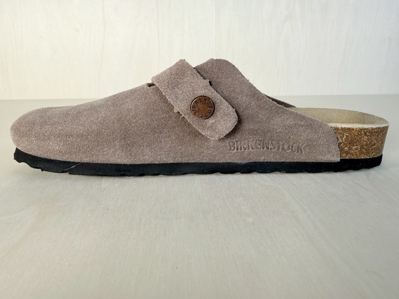 Birkenstock Boston Suede Clogs Womens 37 US 6 6.5 Taupe Soft Footbed EUC