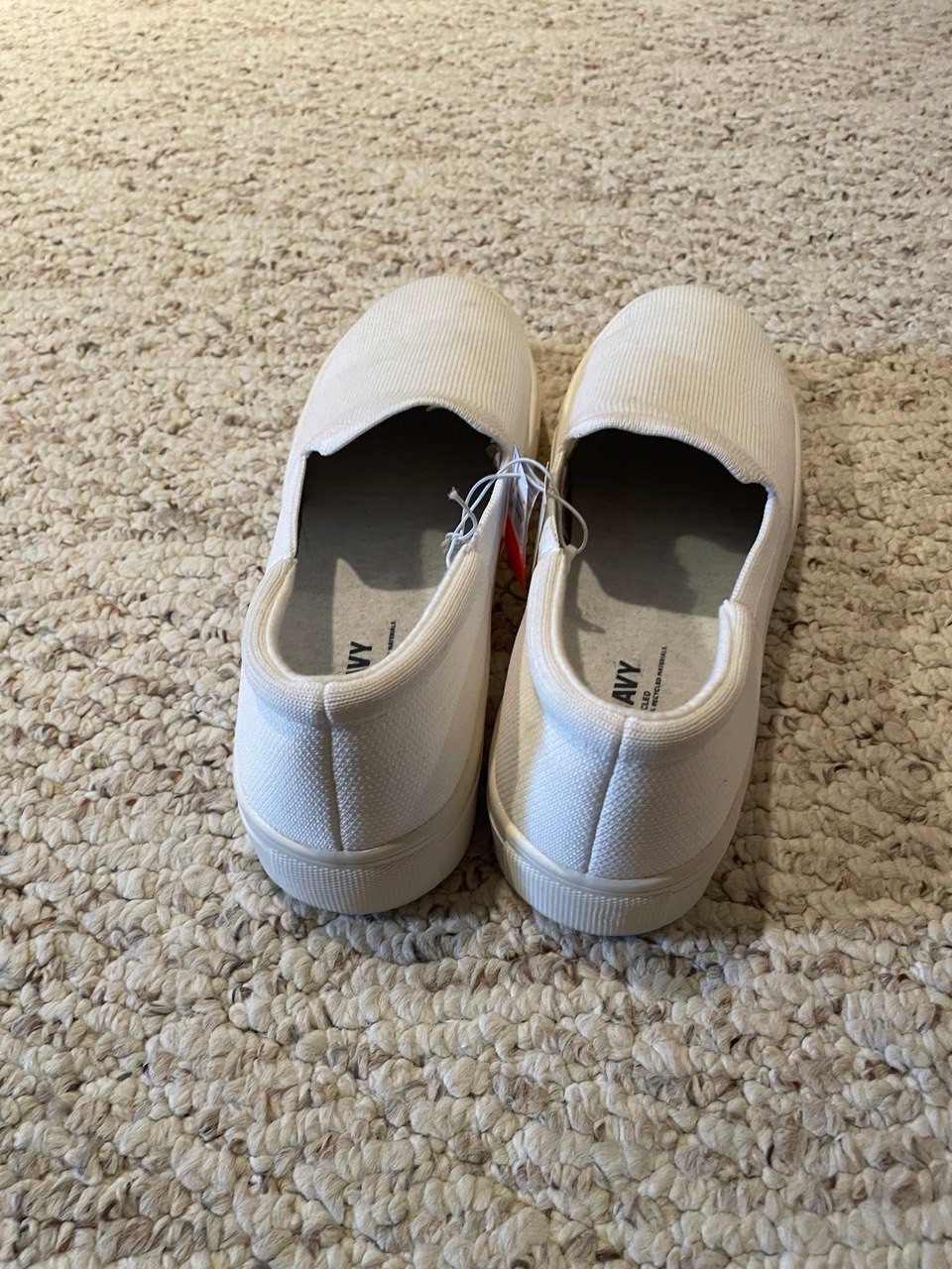 Old Navy Shoes Womens size 8 Bright Slip On Sneakers White Canvas Low Top Round