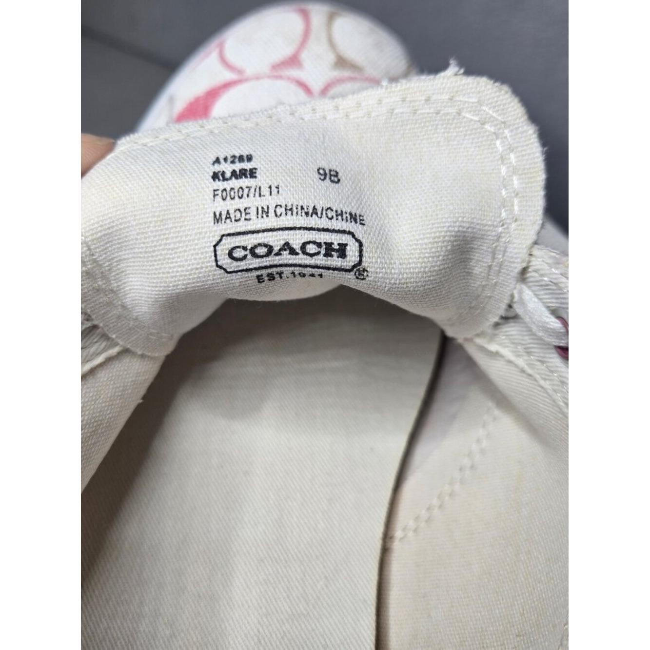 Coach Klare Signature Canvas Sneakers Pink White Lace Up Shoes Women’s 9B