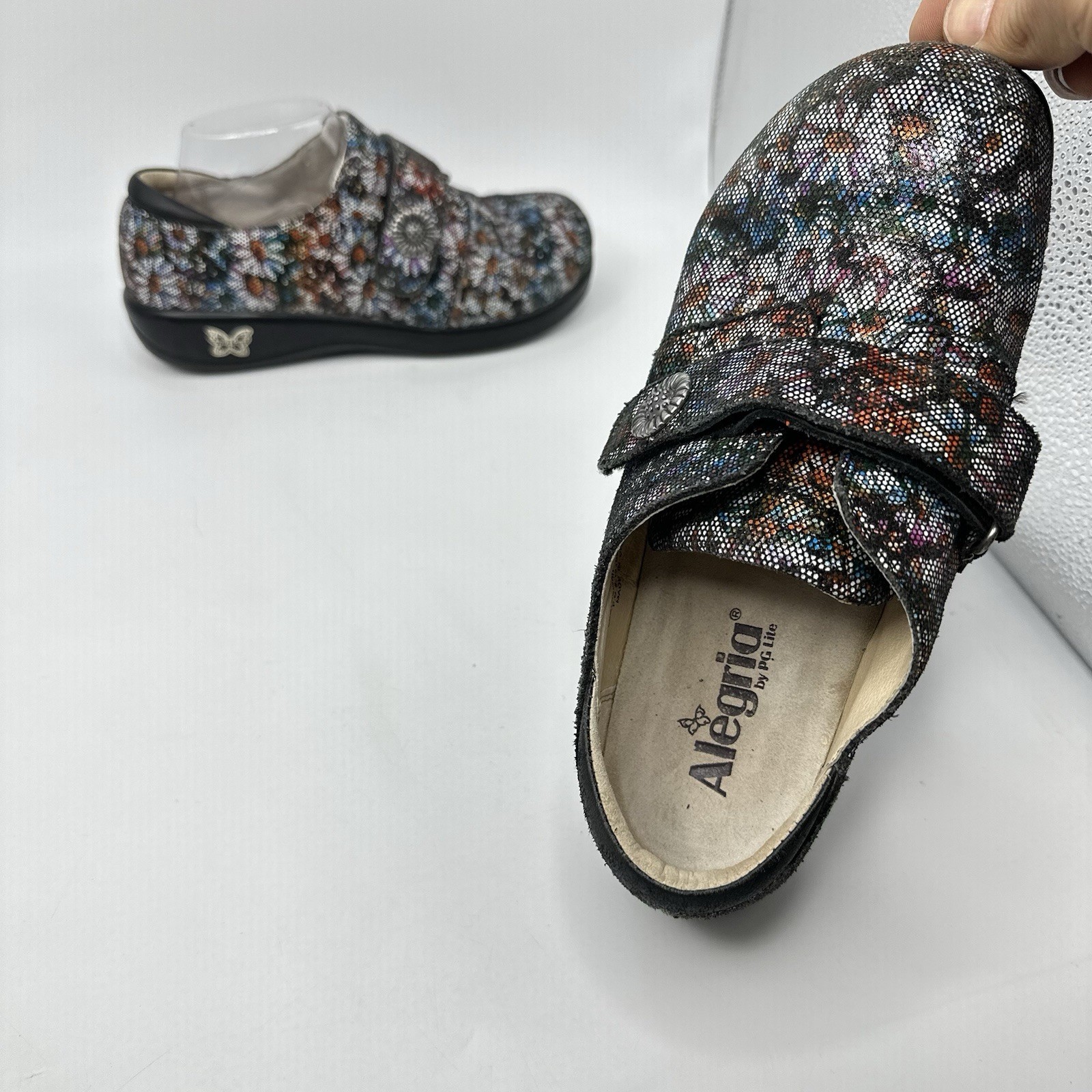 Alegria Joleen Women 8-8.5 EUR 38 Floral Print Hook Loop Cork Footbed Shoe