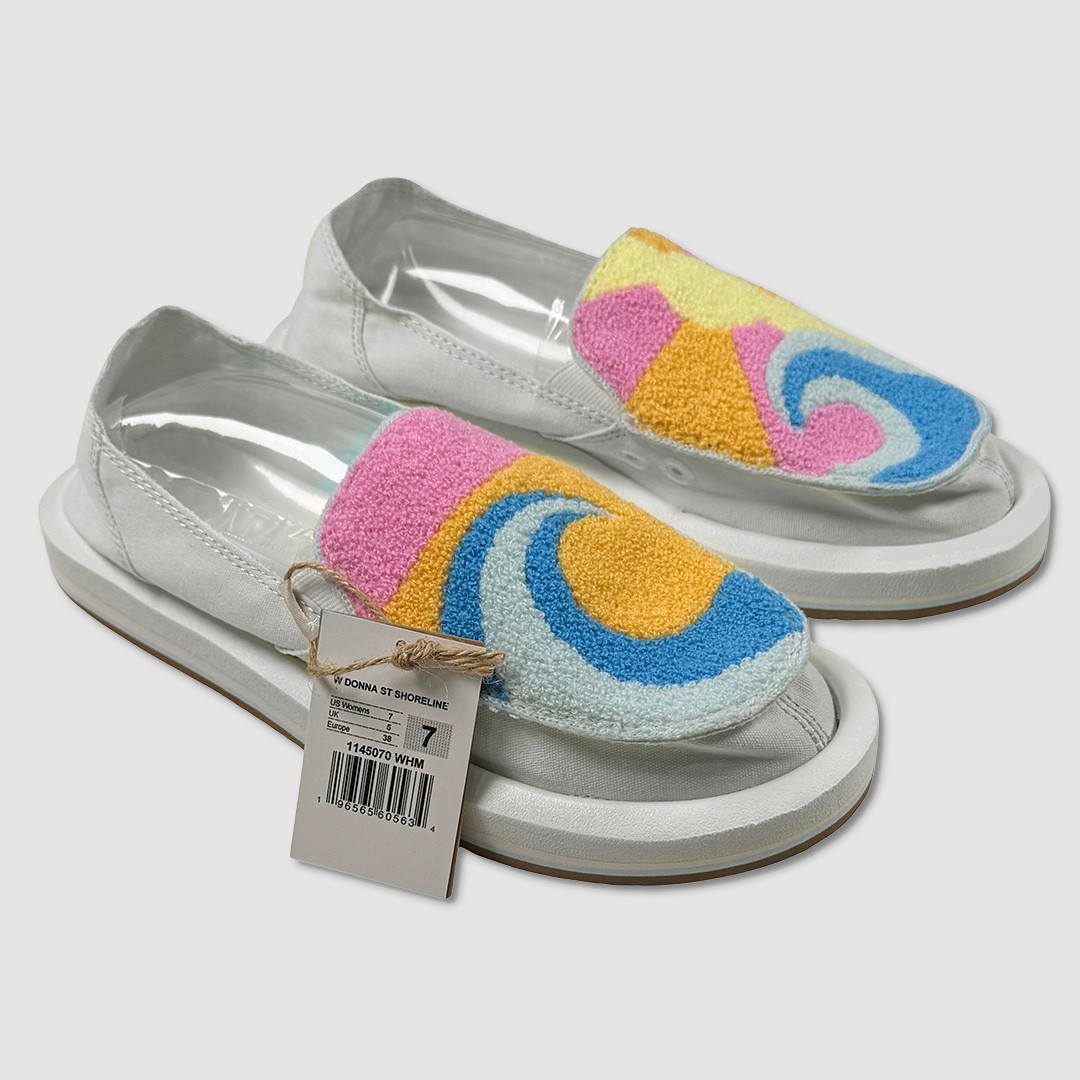 Sanuk Donna ST Shoreline Loafers / Shoes NWT Womens 8 White / Multi – #49513-K1