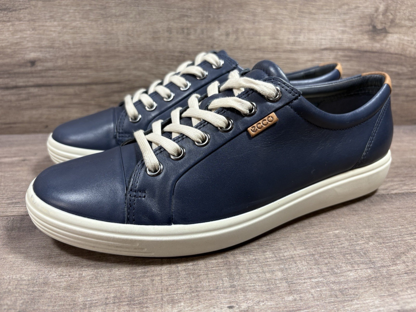Ecco Soft 7 Walking Sneakers Shoes Blue Leather Womens Size EU 40 US 9
