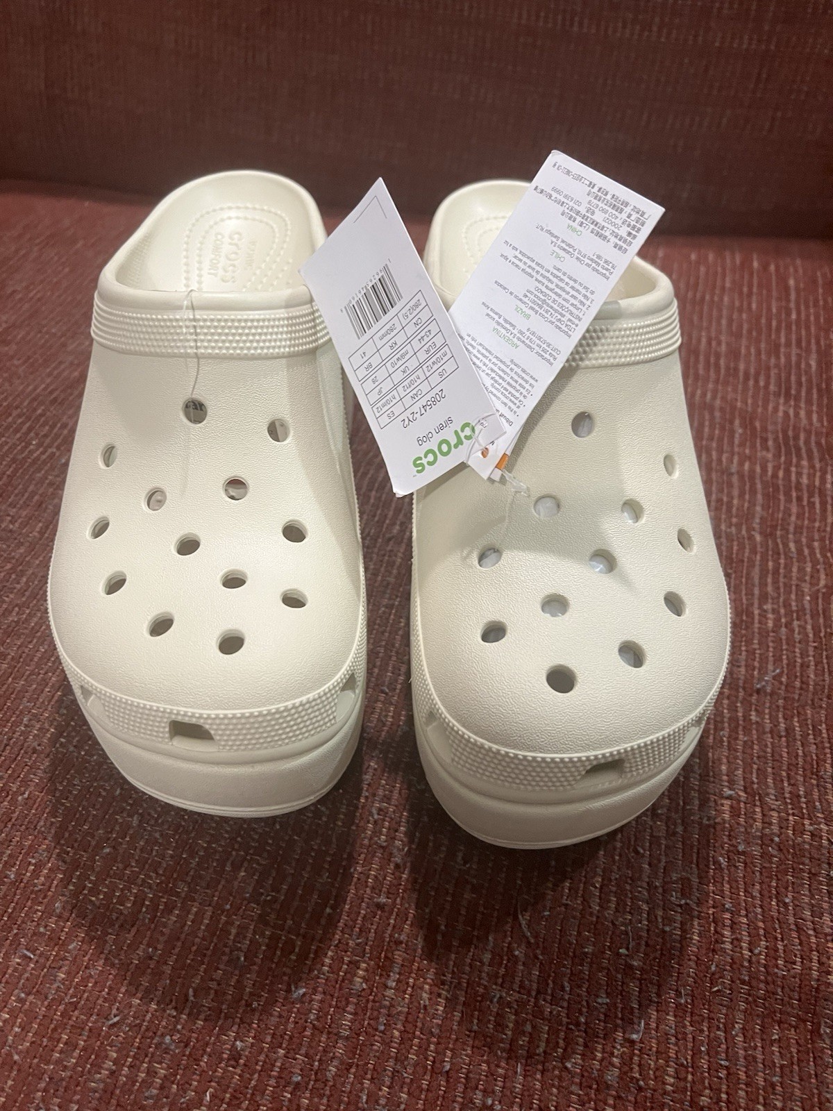 Crocs NWT Unisex Cream Siren Chunky Platform Clogs Slip On Shoes Size W12 M10